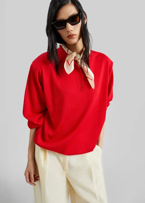 Avallon Padded Knit Polo - Red made by Frankie Shop