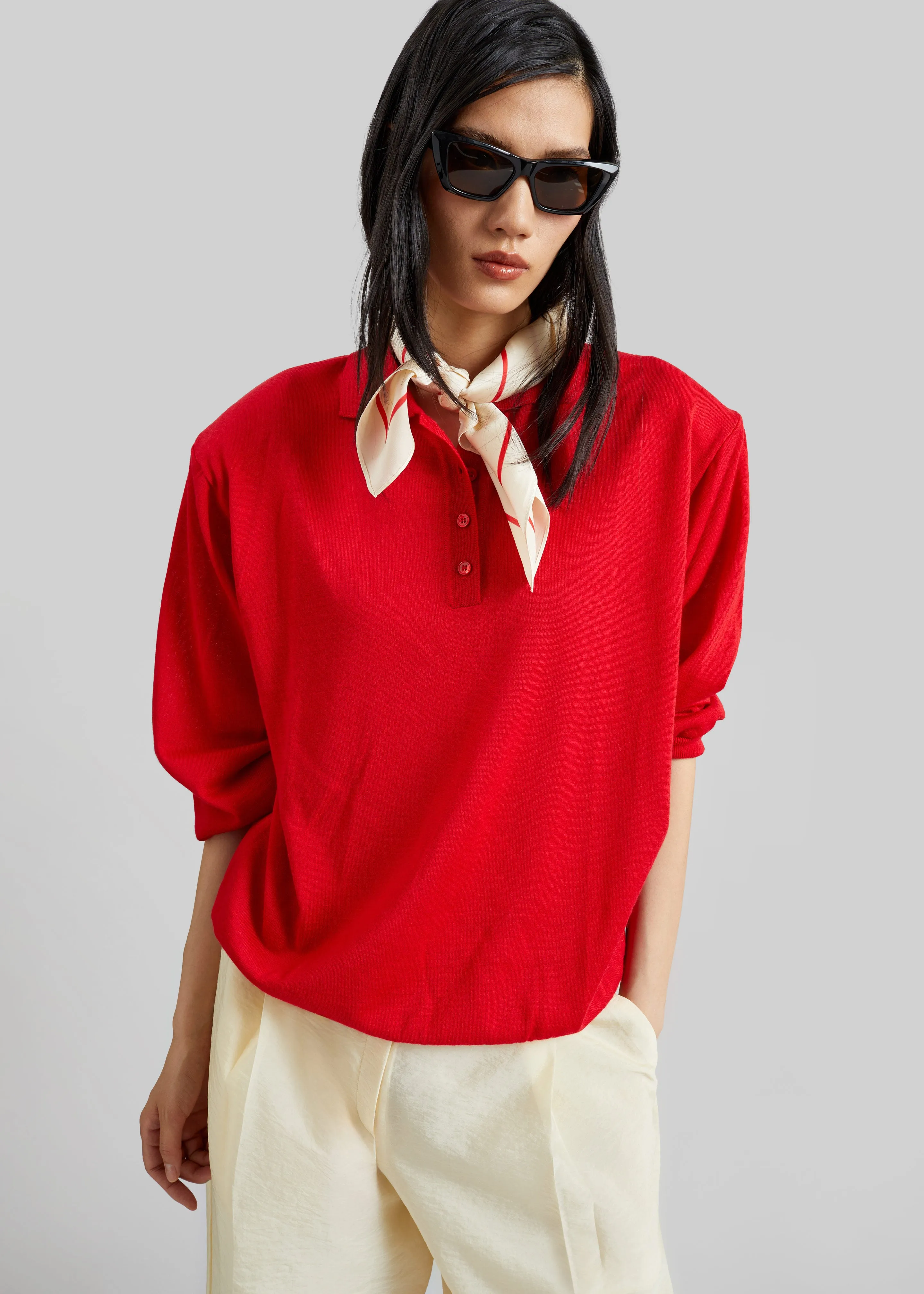 Avallon Padded Knit Polo - Red sold by Frankie Shop product image thumbnail 3