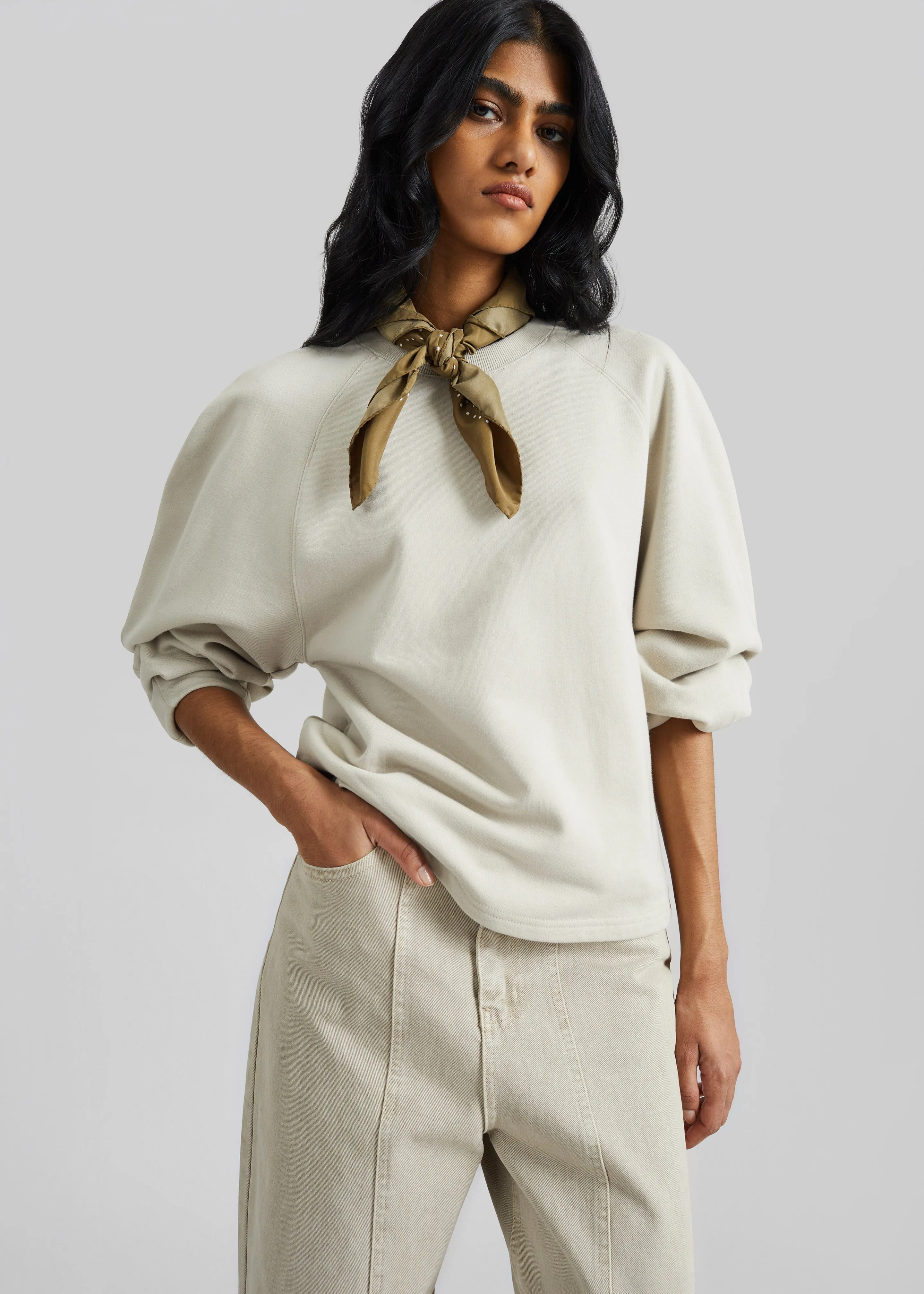 Kenitra Balloon Sleeve Sweatshirt - Beige sold by Frankie Shop