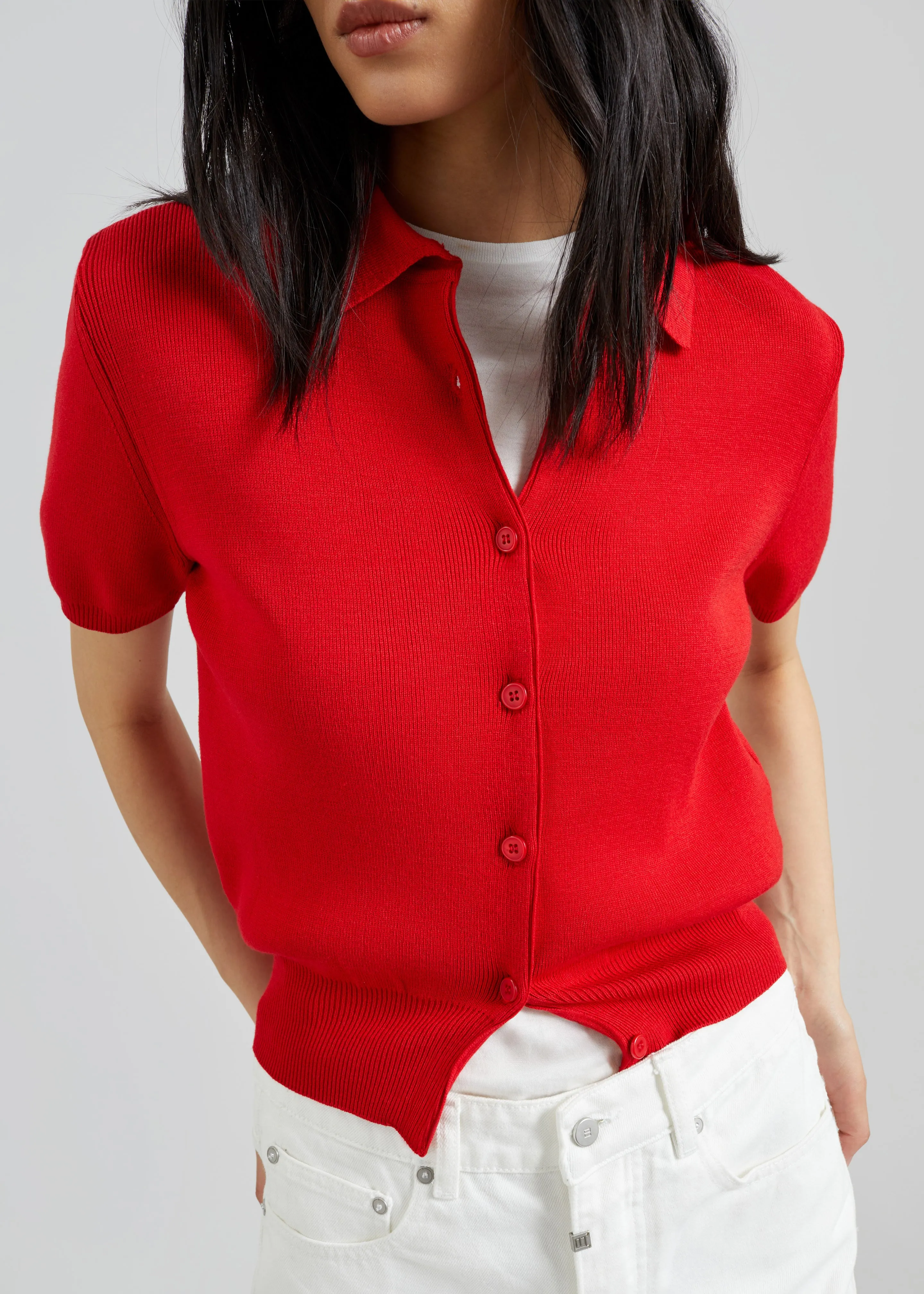 Amelot Knit Short Sleeve Cardigan - Red sold by Frankie Shop product image thumbnail 3