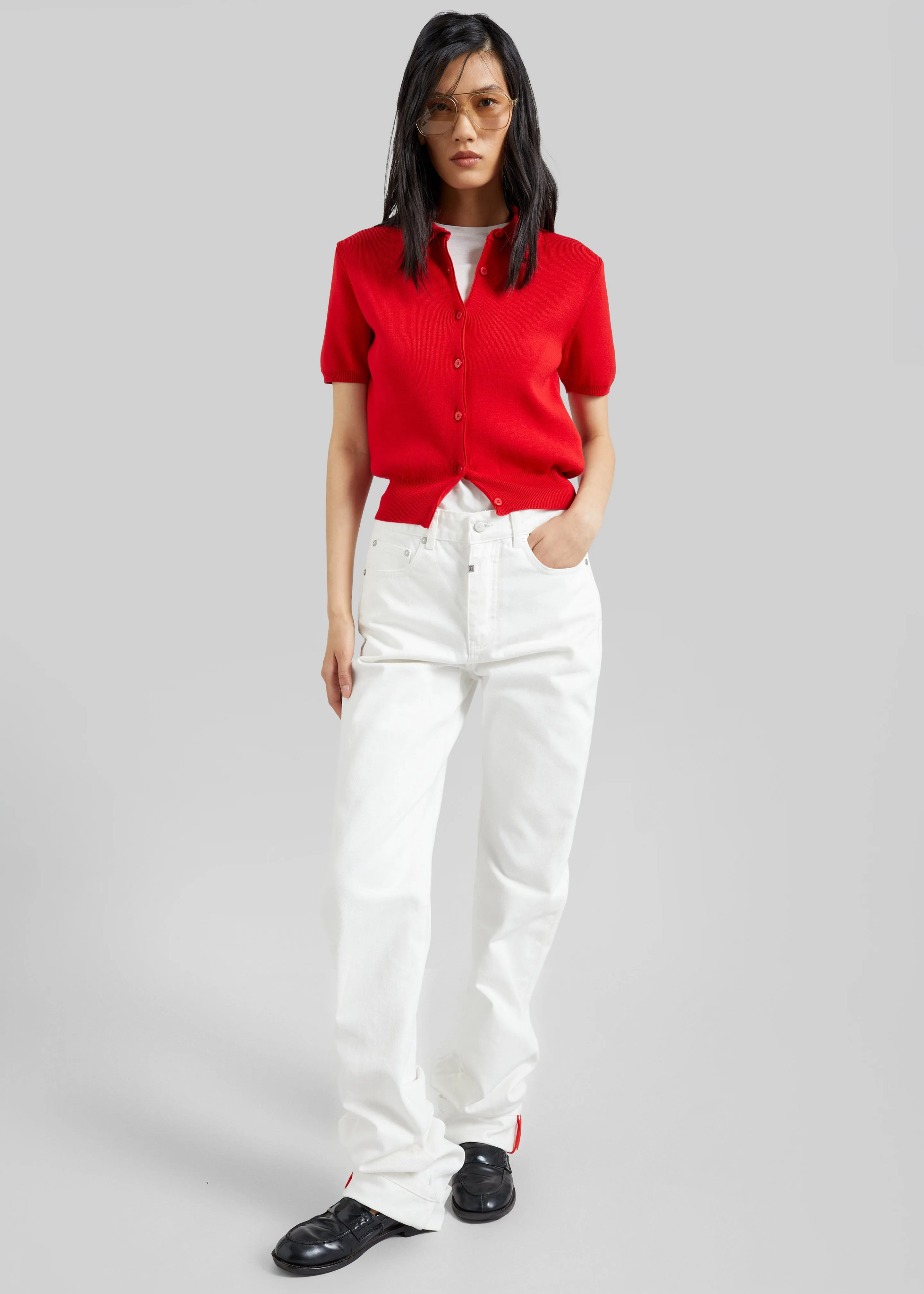Amelot Knit Short Sleeve Cardigan - Red sold by Frankie Shop product image thumbnail 2