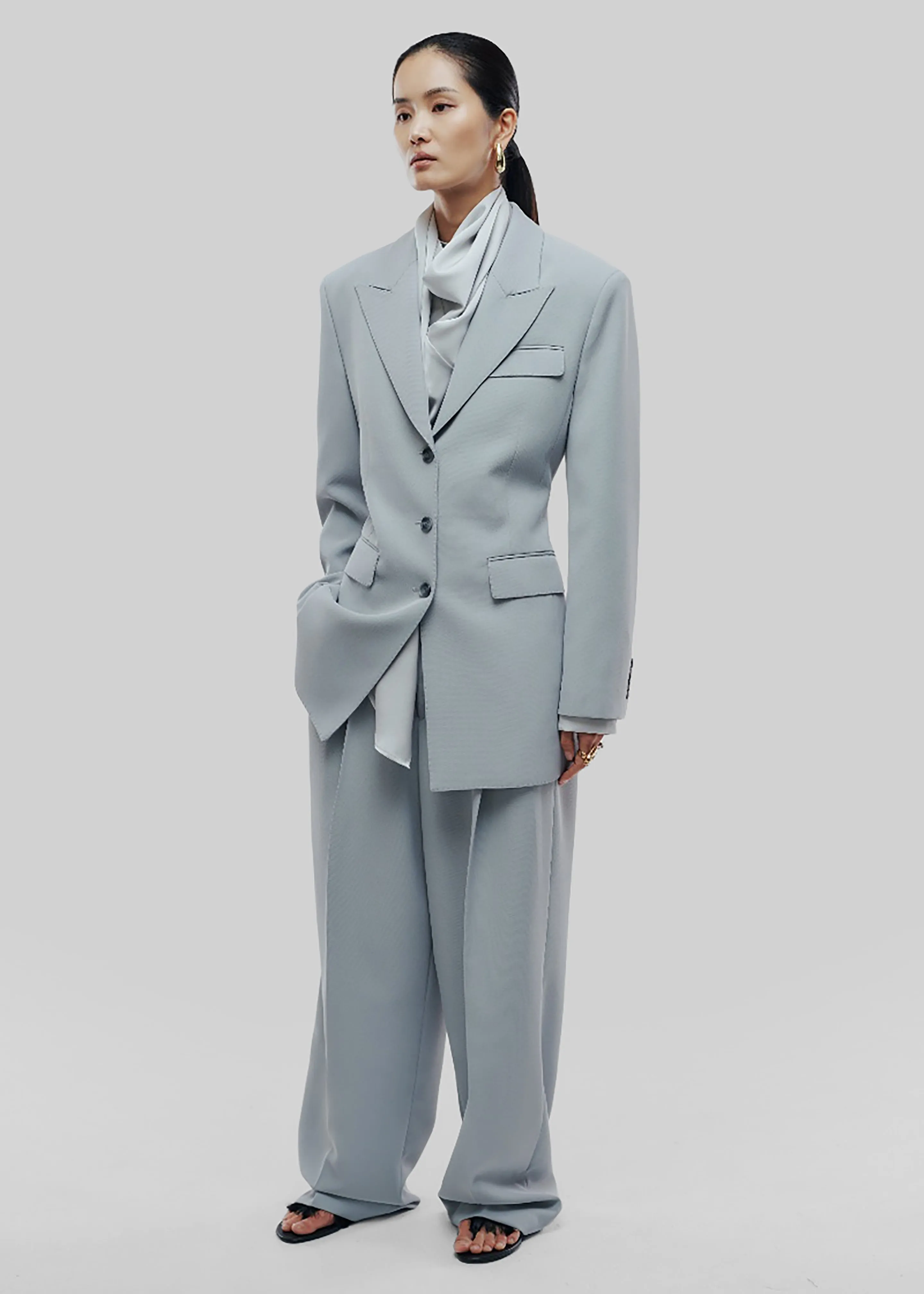 Duved Cinched Blazer - Slate Grey sold by Frankie Shop