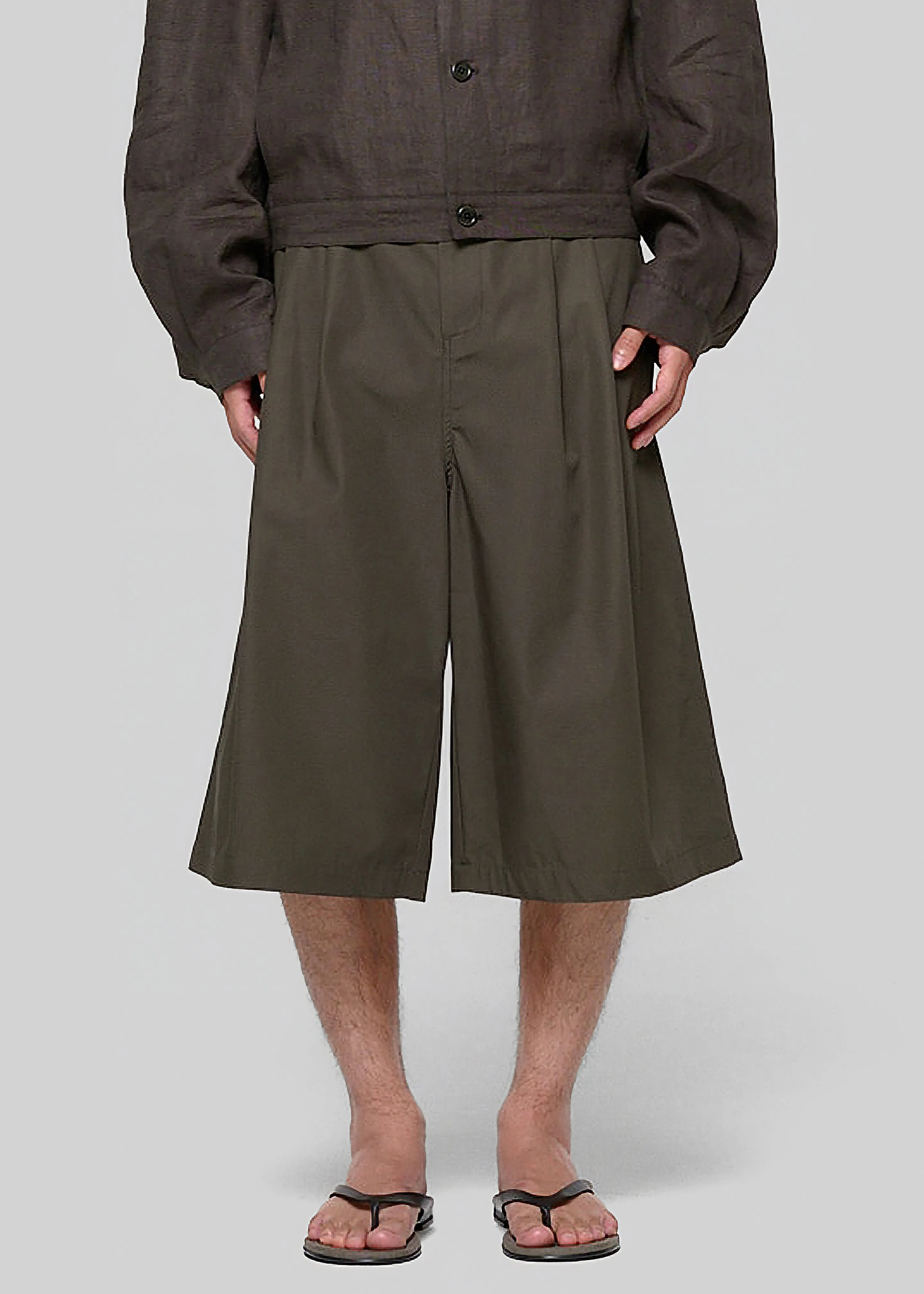 Amomento Two Tuck Wide Shorts - Brown sold by Frankie Shop