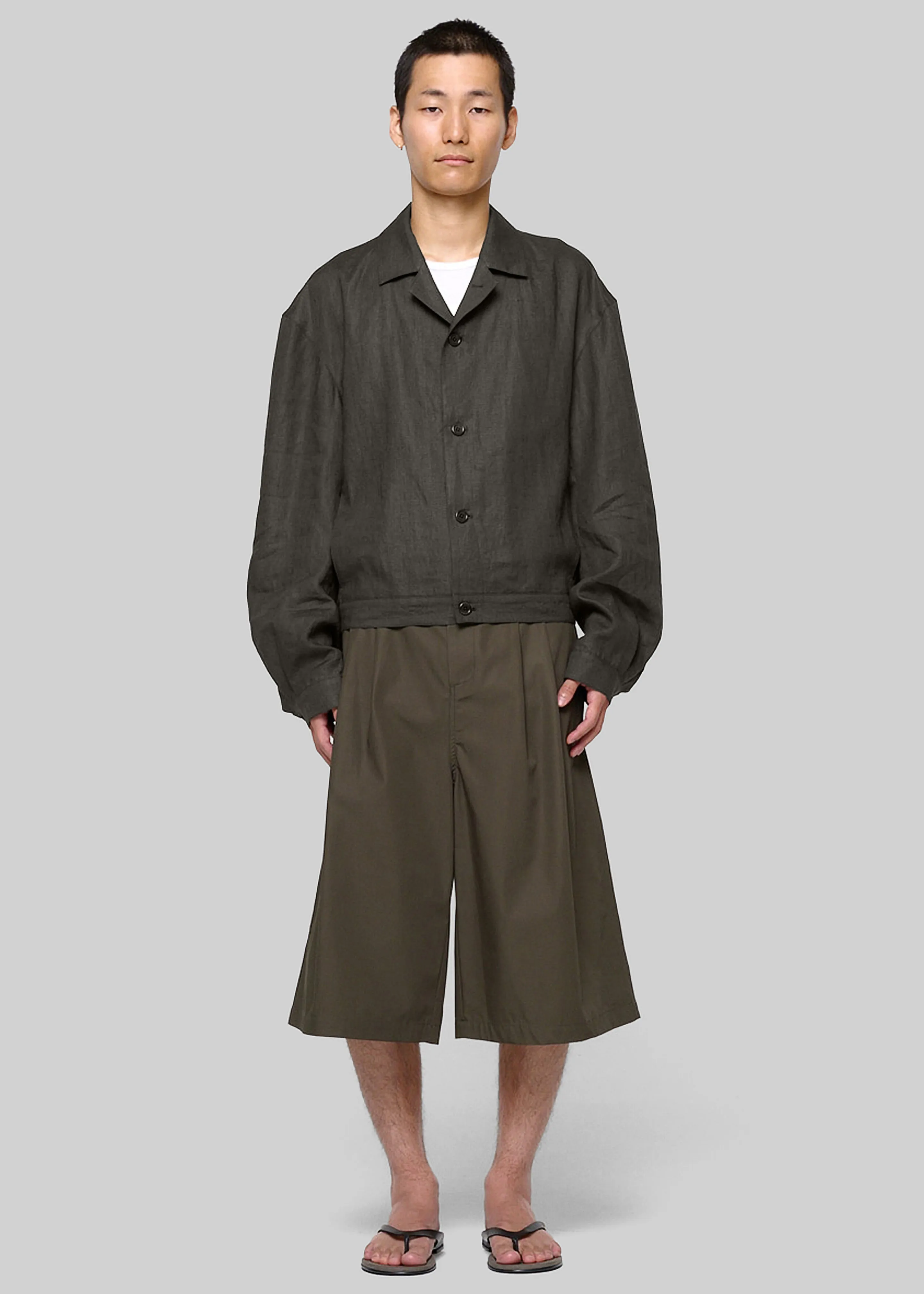 Amomento Linen Crop Jacket - Khaki Grey sold by Frankie Shop product image thumbnail 4