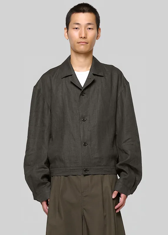 Amomento Linen Crop Jacket - Khaki Grey made by Amomento
