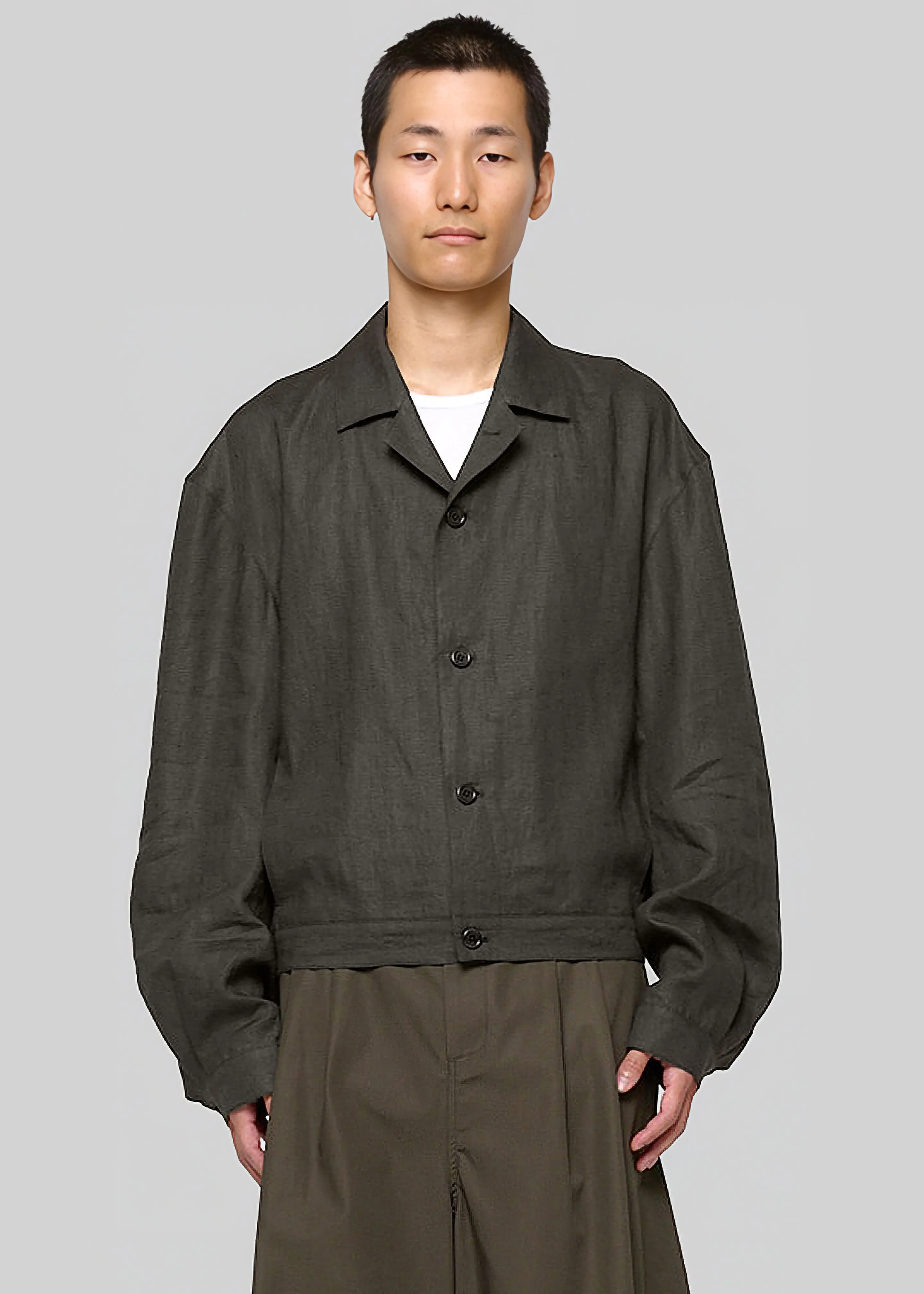 Amomento Linen Crop Jacket - Khaki Grey sold by Frankie Shop
