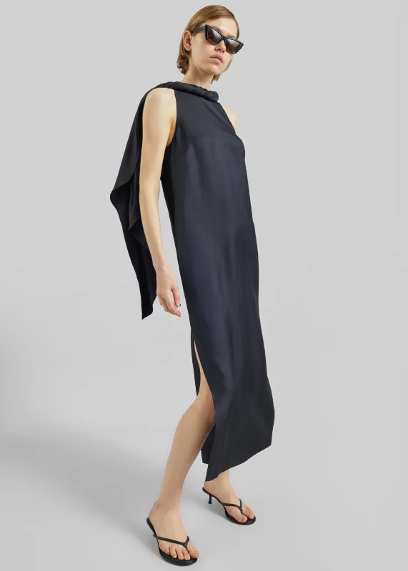 Loulou de Saison Susan Twisted Collar Dress - Black made by Loulou De Saison