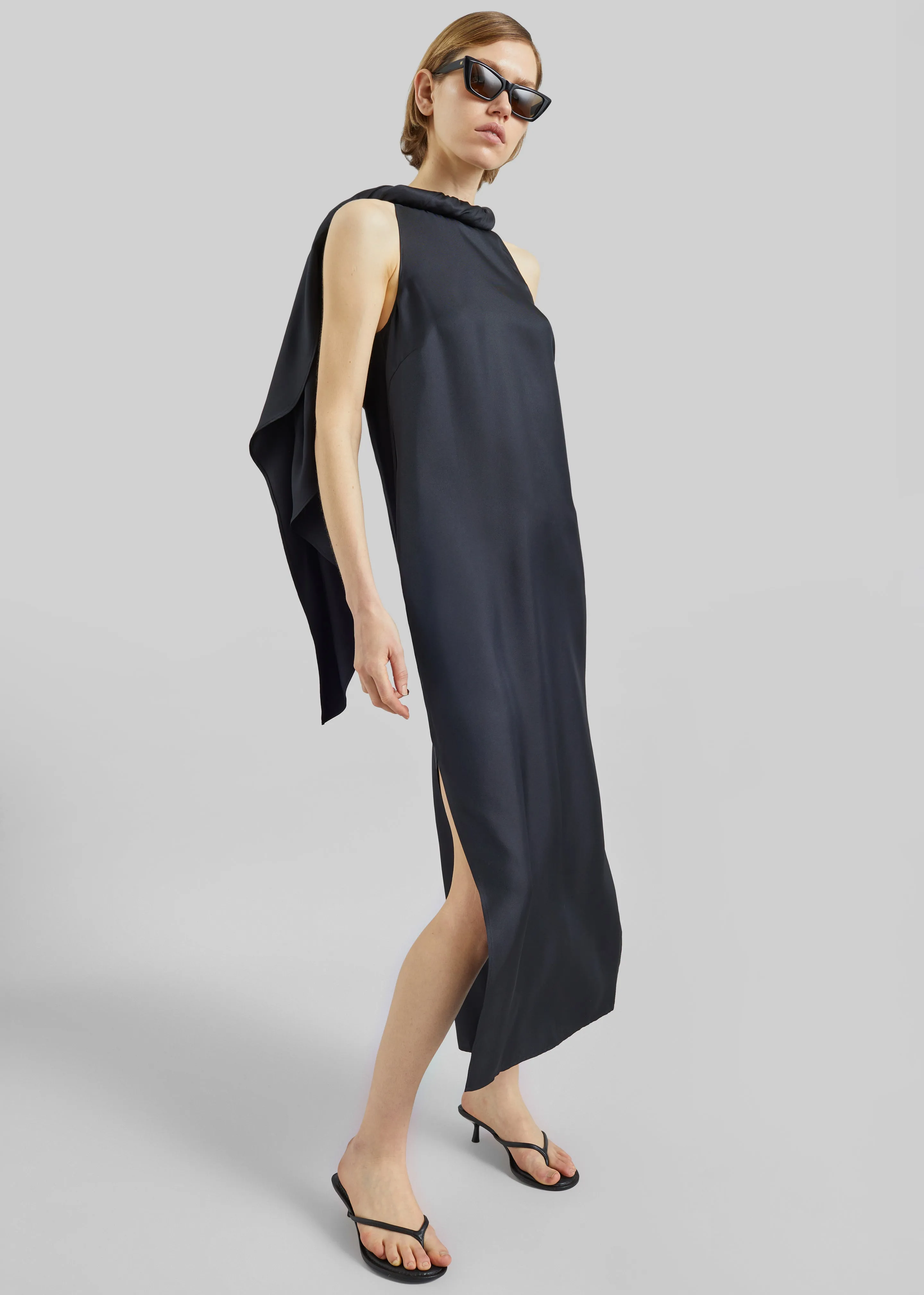 Loulou de Saison Susan Twisted Collar Dress - Black sold by Frankie Shop