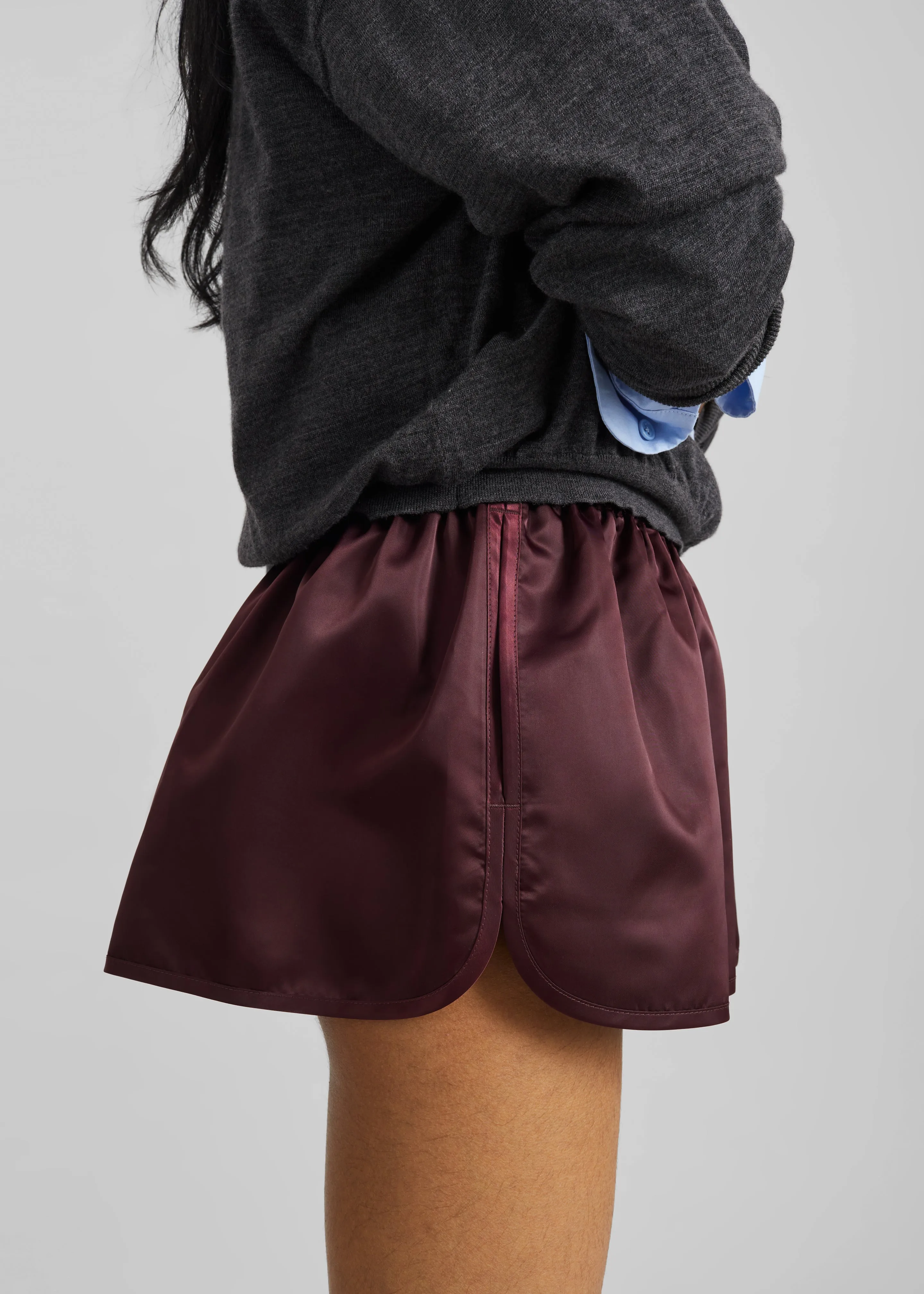 Zafra Satin Mini Shorts - Dark Plum sold by Frankie Shop product image thumbnail 5