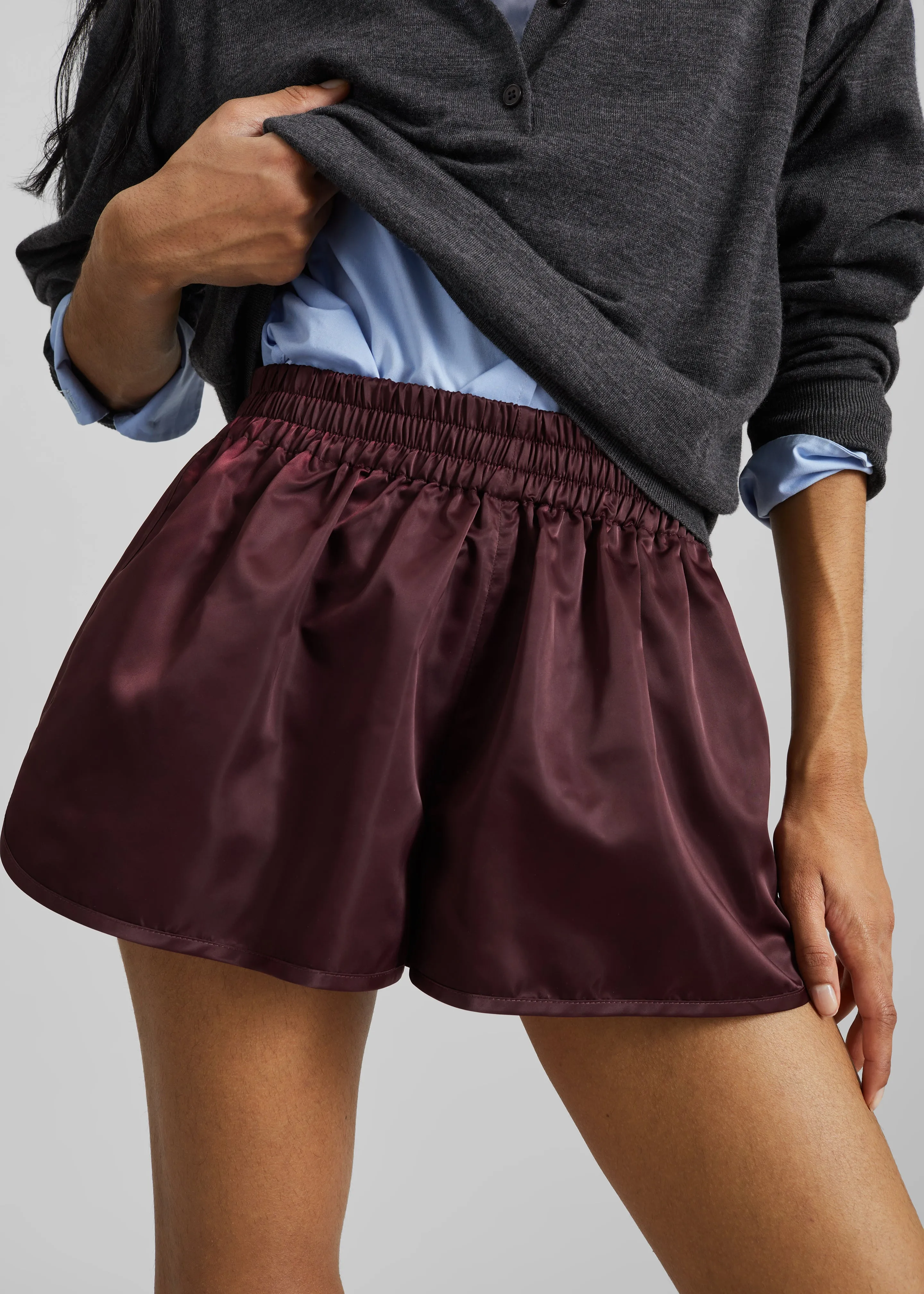 Zafra Satin Mini Shorts - Dark Plum sold by Frankie Shop product image thumbnail 2