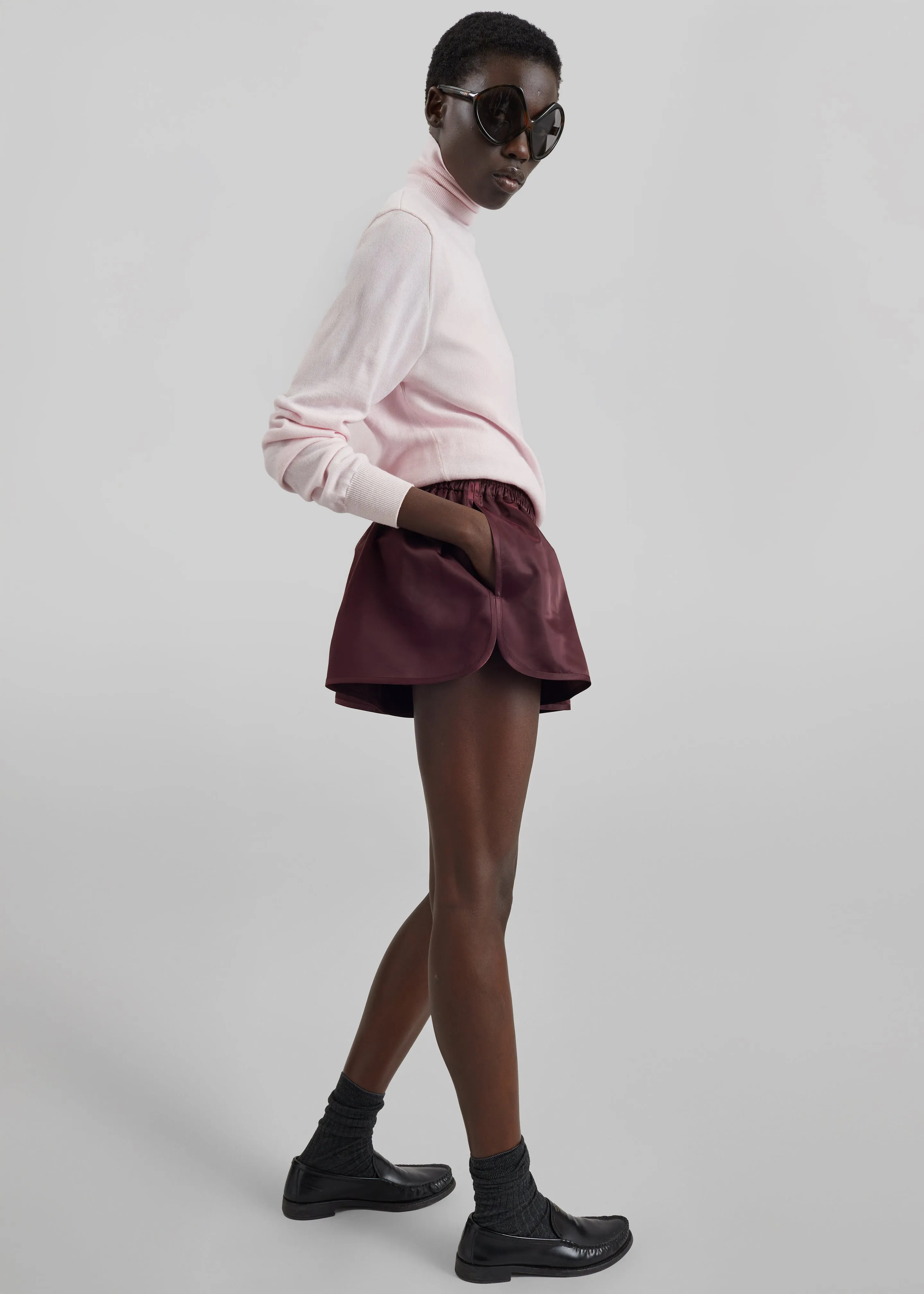 Zafra Satin Mini Shorts - Dark Plum sold by Frankie Shop product image thumbnail 3