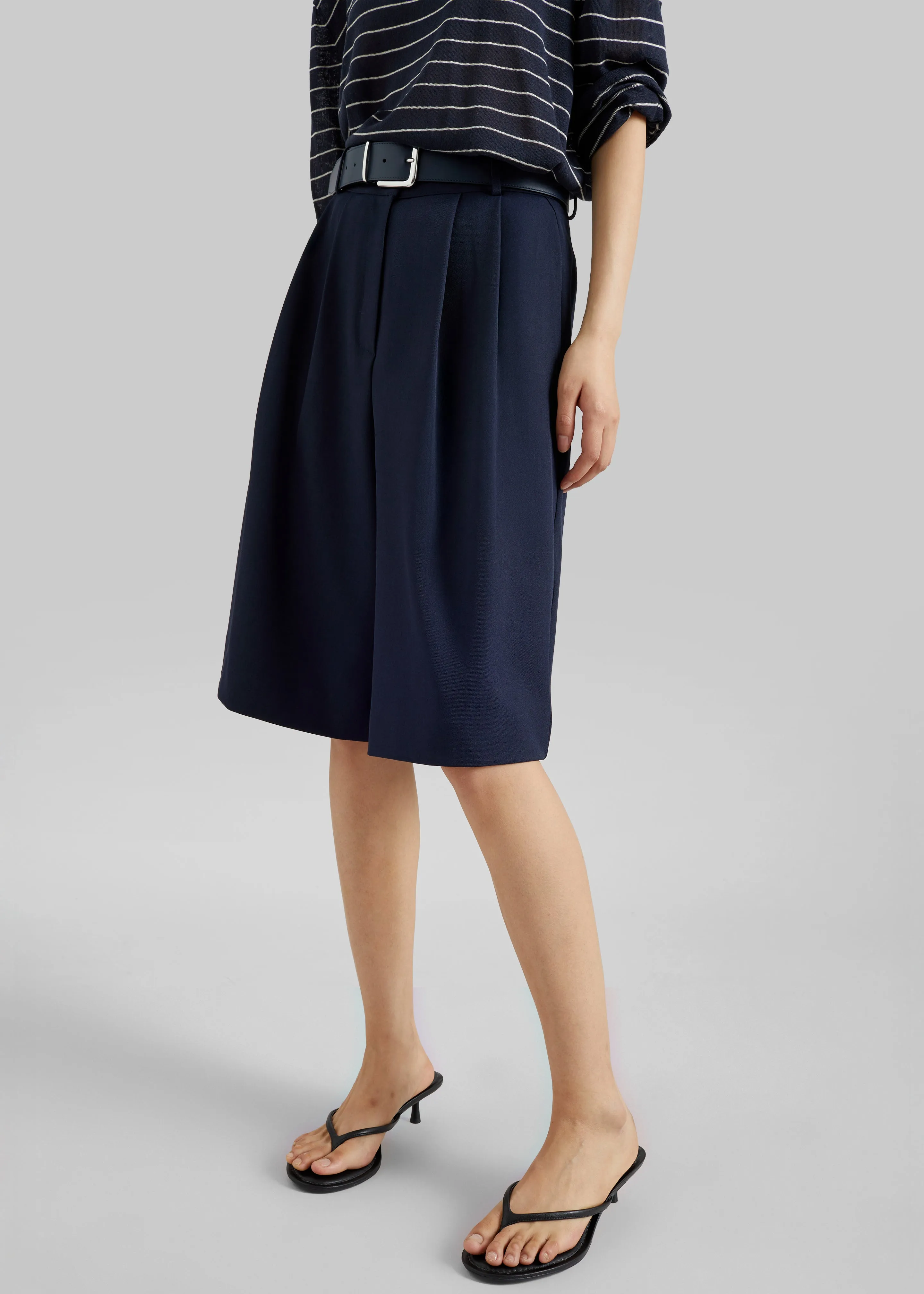 Martel Pleated Bermuda Shorts - Navy sold by Frankie Shop product image thumbnail 4