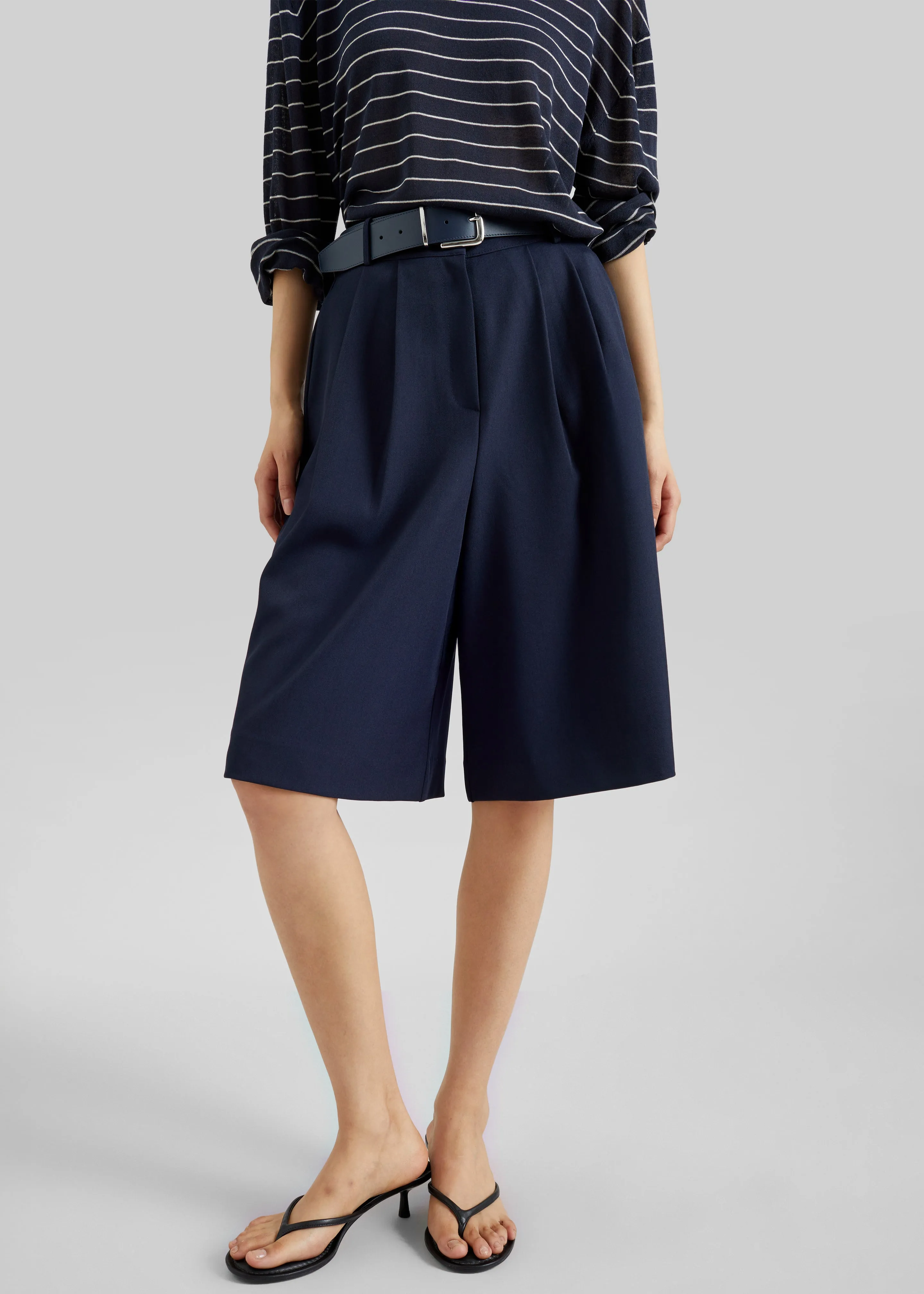 Martel Pleated Bermuda Shorts - Navy sold by Frankie Shop product image thumbnail 2