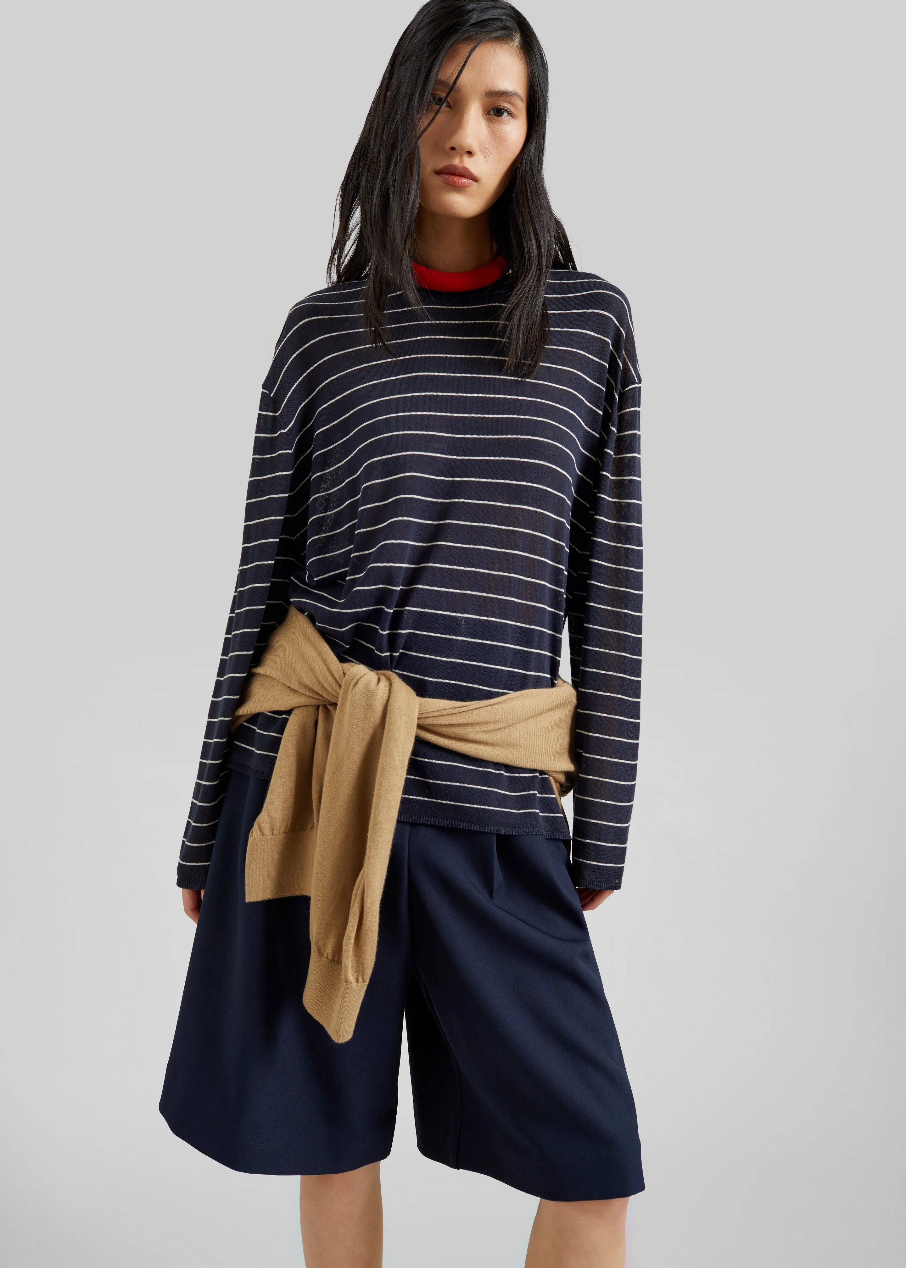Martel Pleated Bermuda Shorts - Navy sold by Frankie Shop product image thumbnail 3