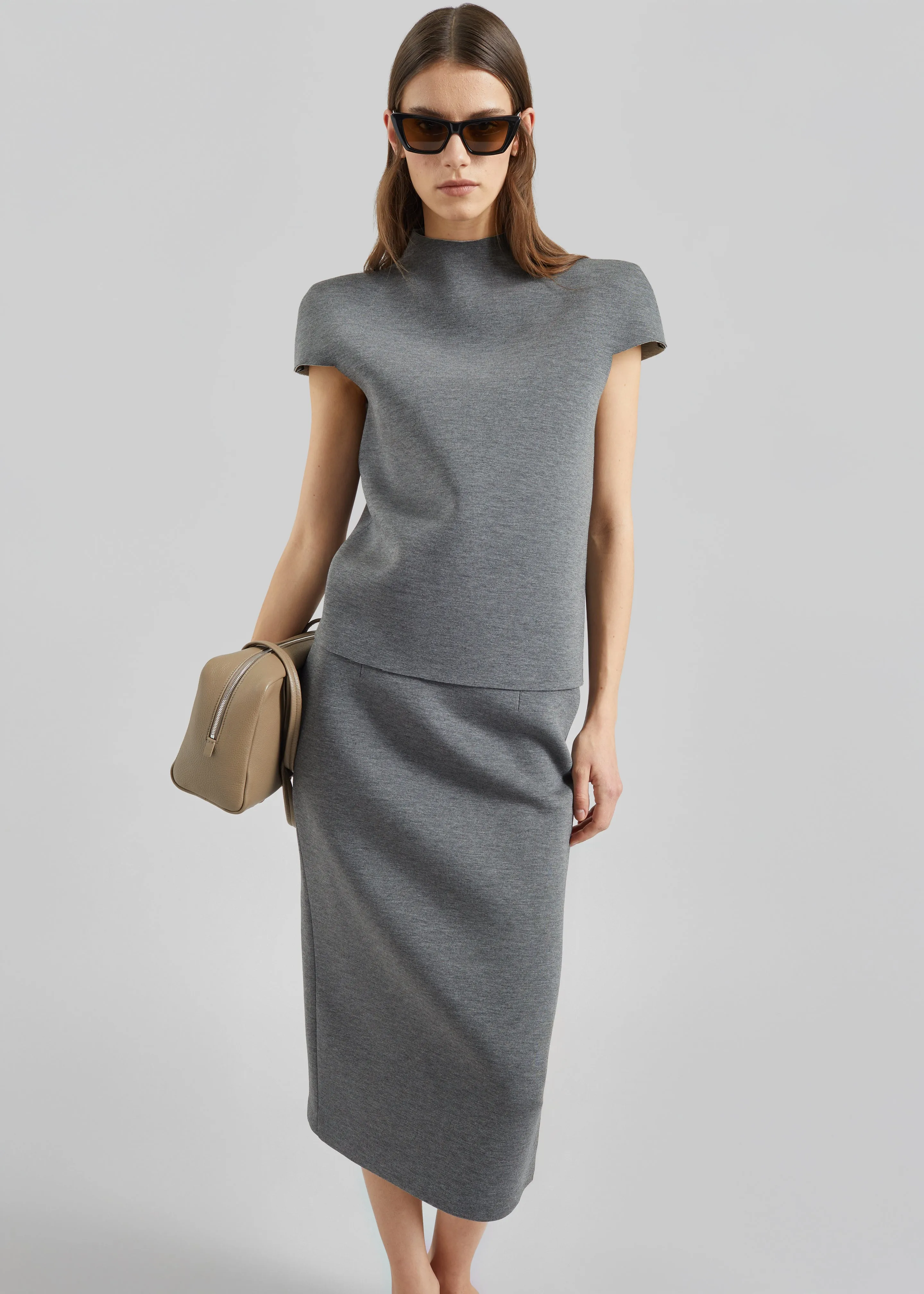 Anya Neoprene Midi Skirt - Grey Melange sold by Frankie Shop product image thumbnail 3