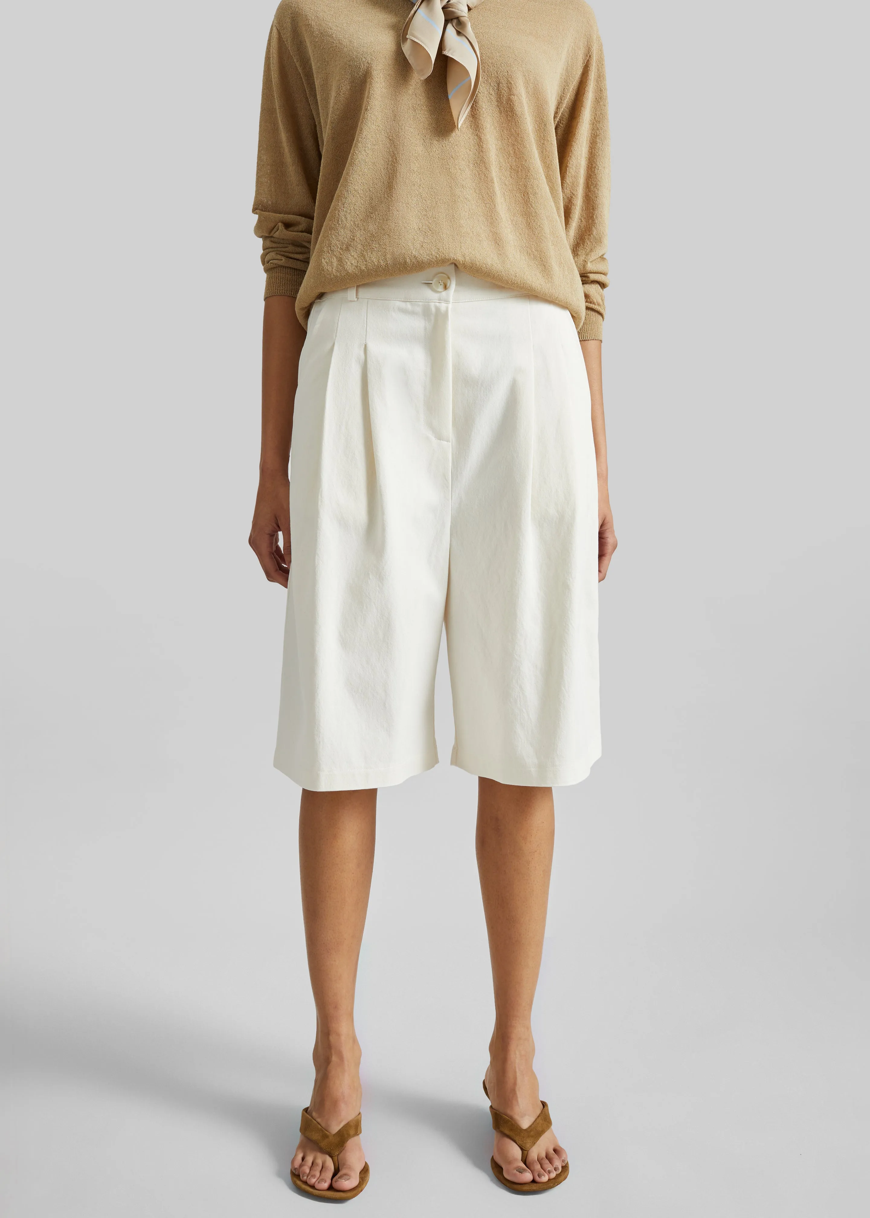 Altea Pleated Bermuda Shorts - Ivory sold by Frankie Shop product image thumbnail 5