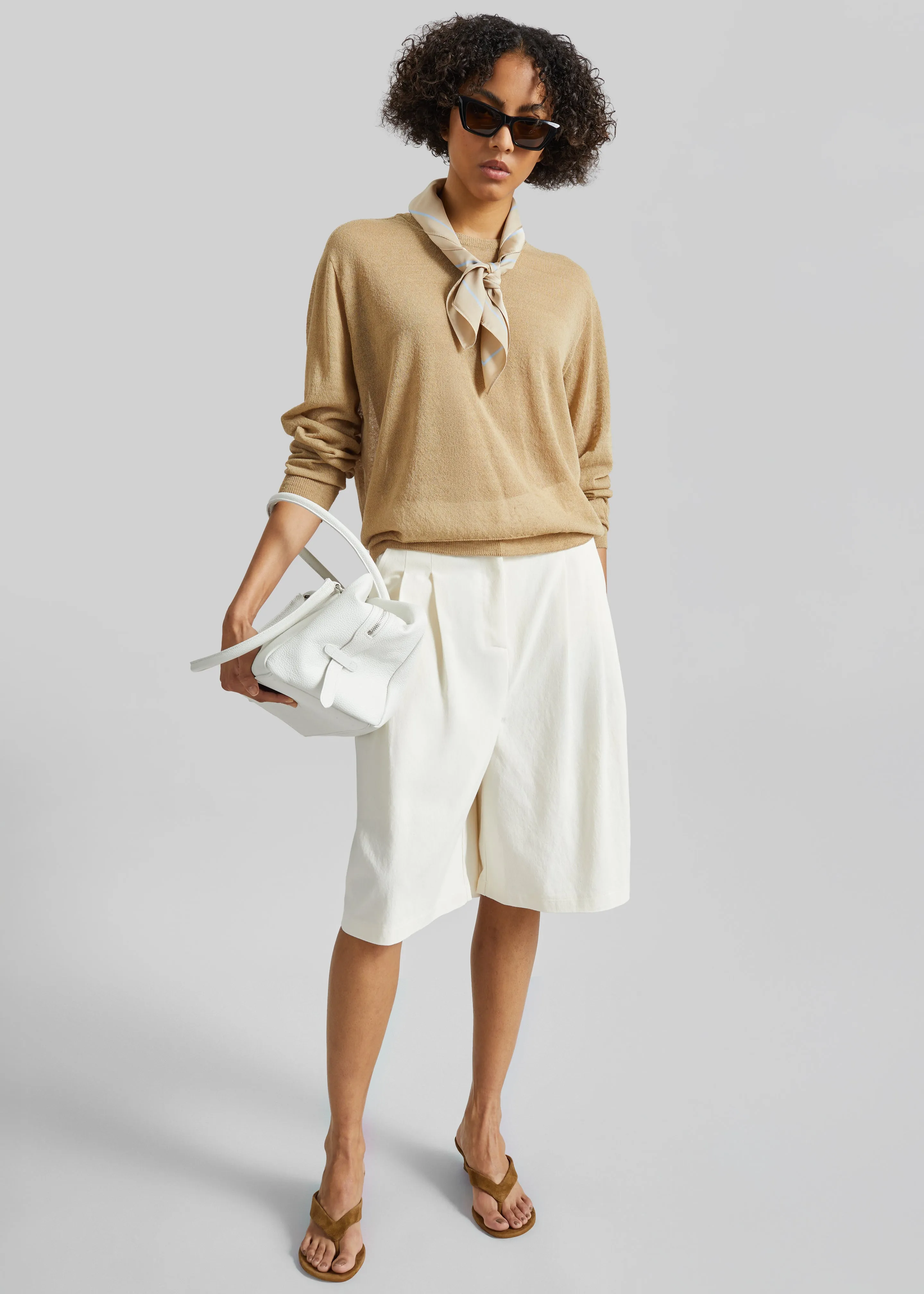 Altea Pleated Bermuda Shorts - Ivory sold by Frankie Shop