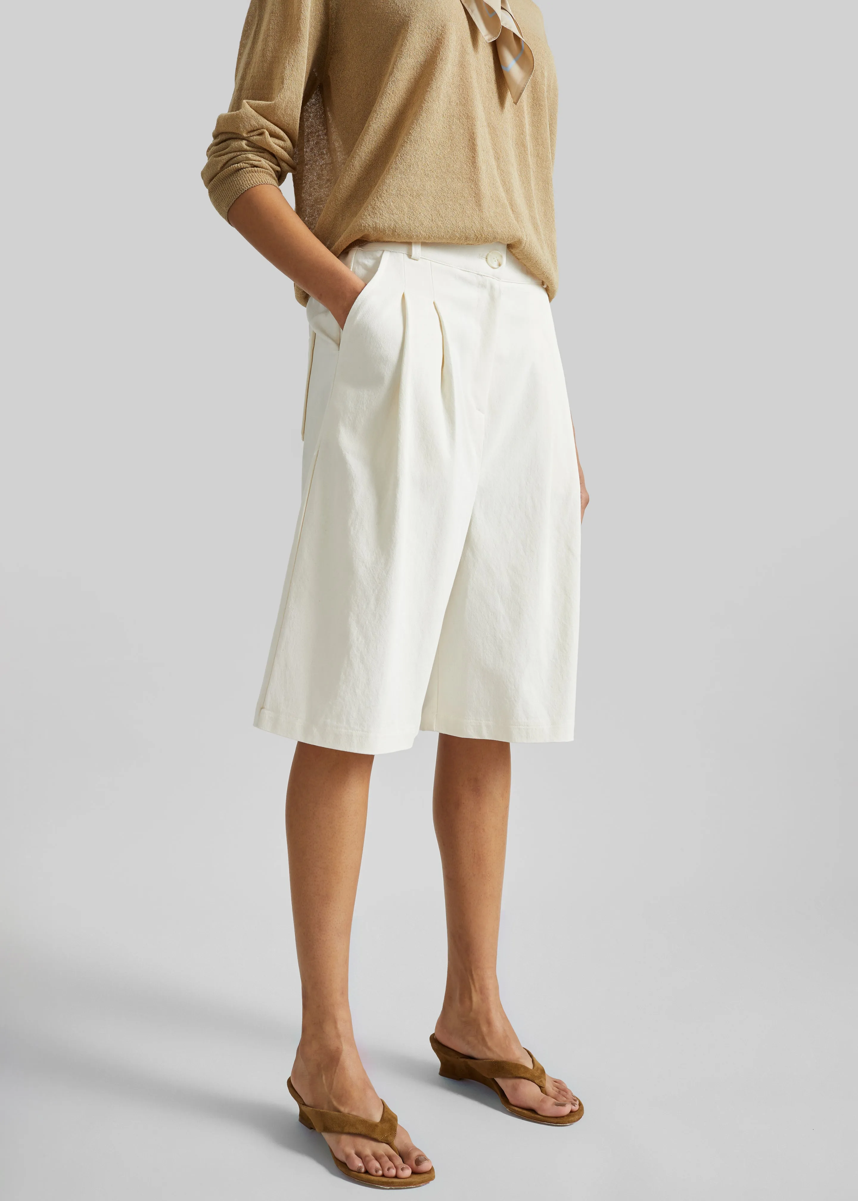 Altea Pleated Bermuda Shorts - Ivory sold by Frankie Shop product image thumbnail 2