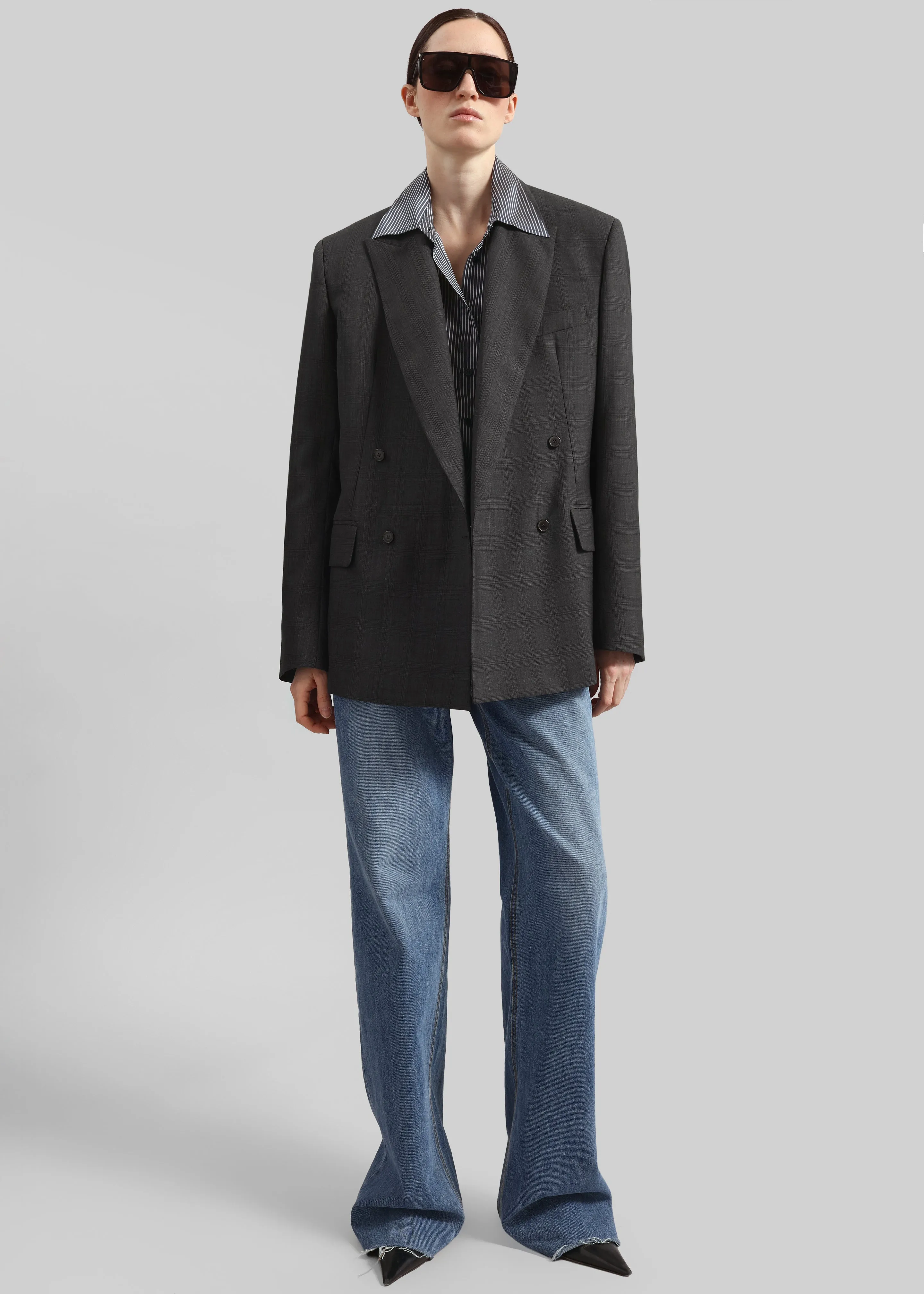 Newark Plaid Double Breasted Blazer - Dark Grey sold by Frankie Shop product image thumbnail 4