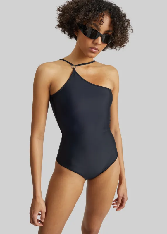 Coperni One Shoulder Swimsuit - Black made by Coperni Paris