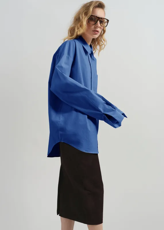 Ornella Side Button-Up Shirt - Cobalt made by Frankie Shop