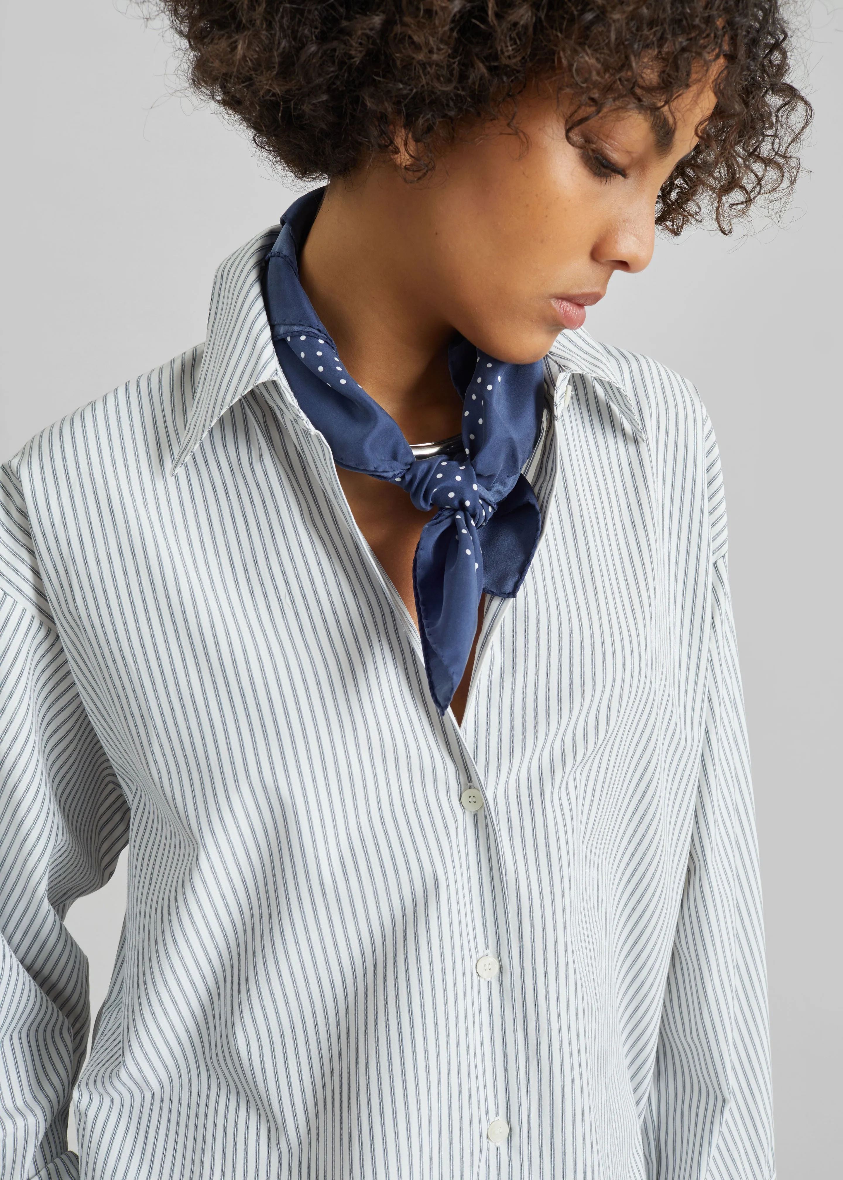 Menton Oversized Shirt - White/Blue Stripe sold by Frankie Shop product image thumbnail 2