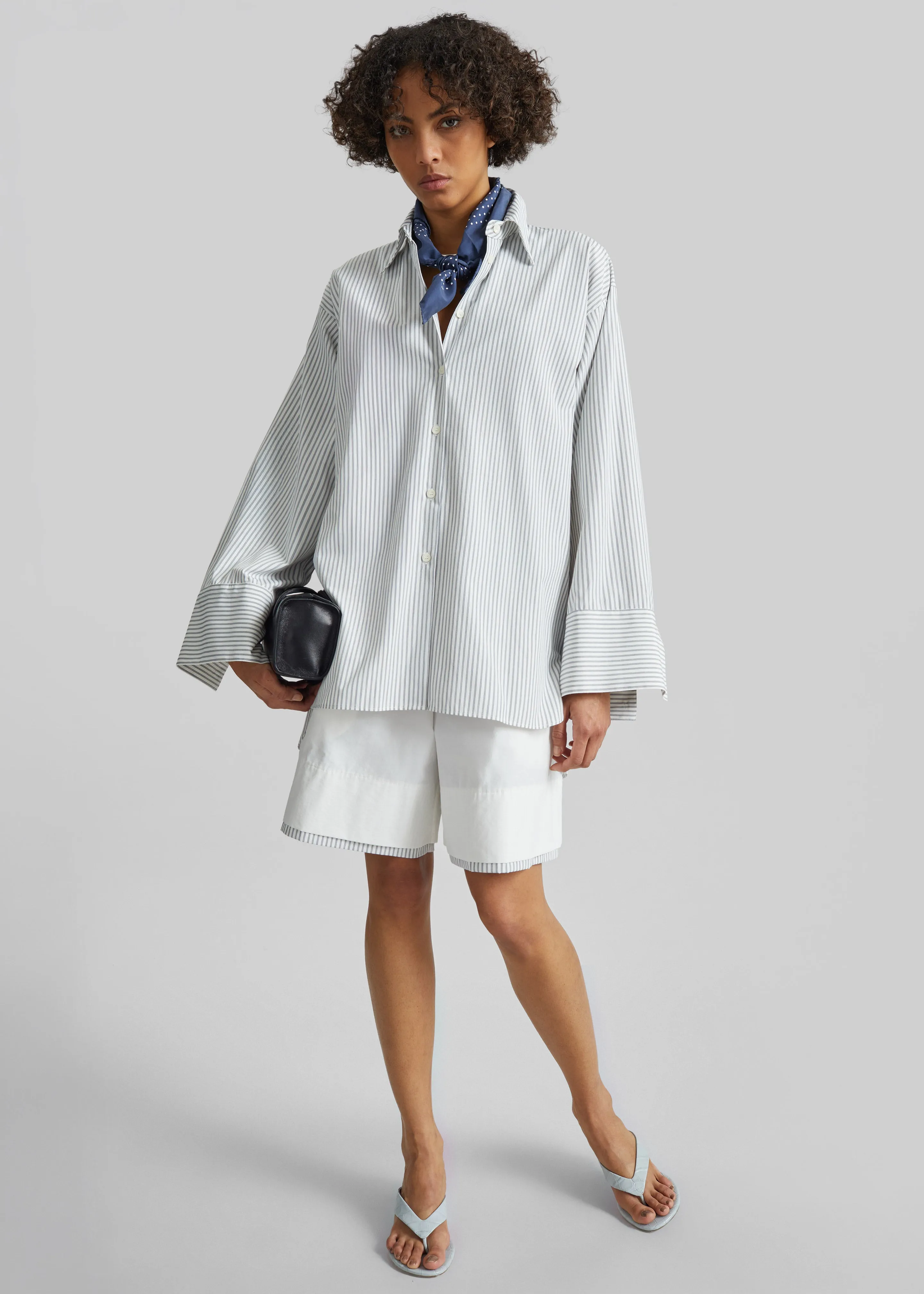 Menton Oversized Shirt - White/Blue Stripe sold by Frankie Shop product image thumbnail 3