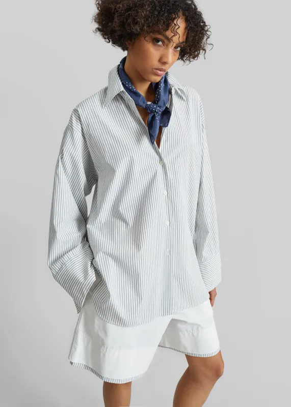 Menton Oversized Shirt - White/Blue Stripe made by Frankie Shop