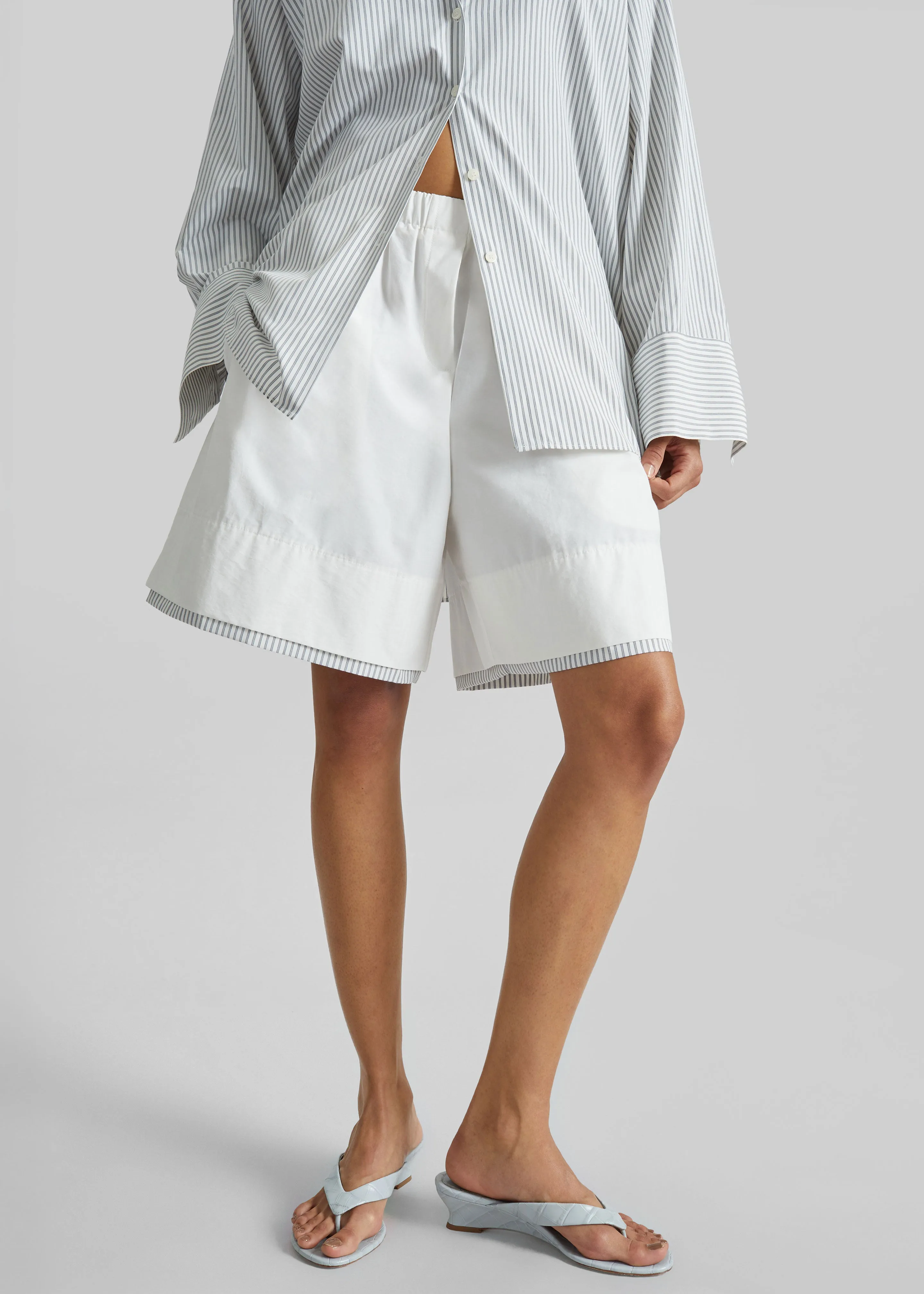 Menton Layered Hem Shorts - White/Blue Stripe sold by Frankie Shop product image thumbnail 2