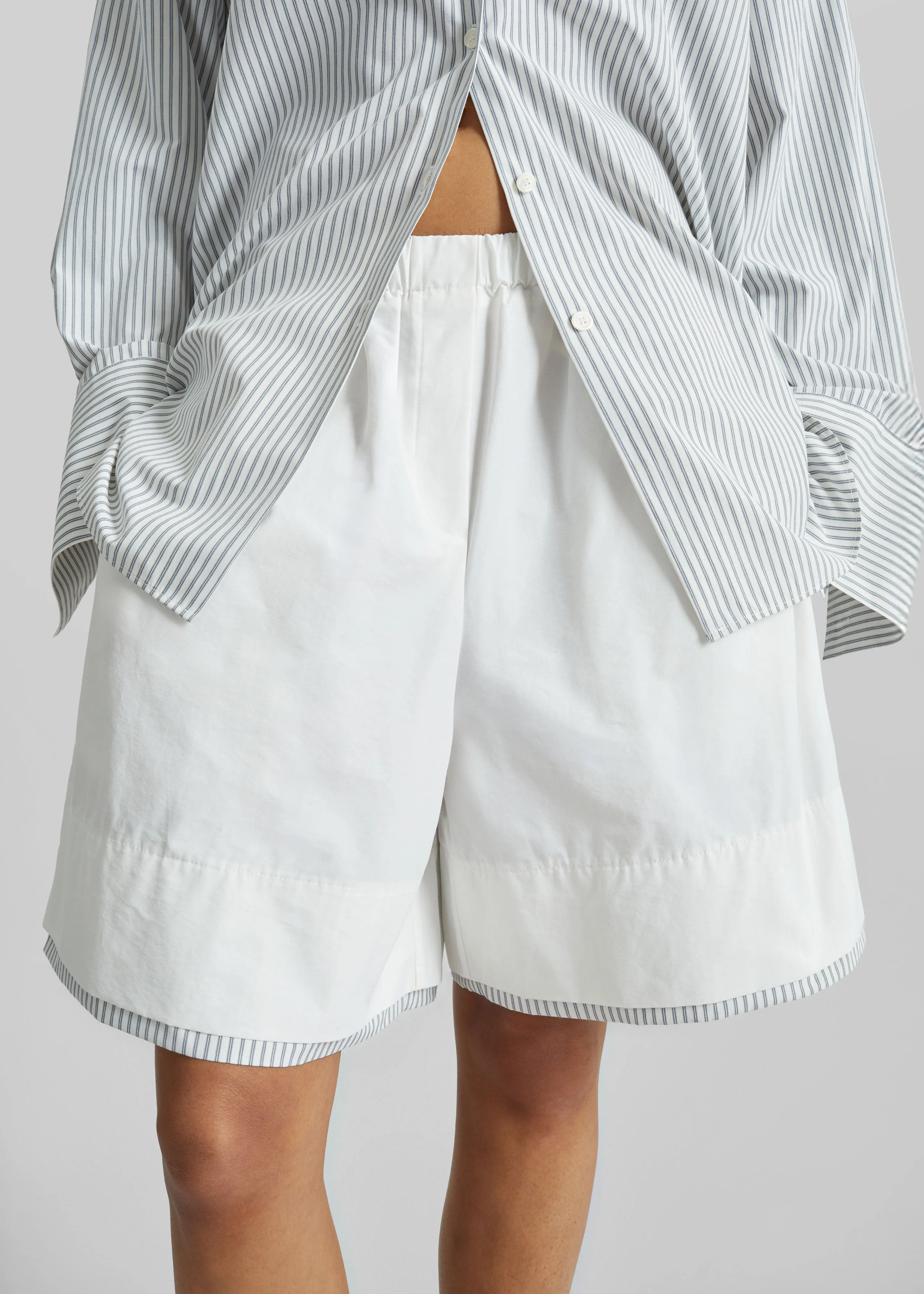 Menton Layered Hem Shorts - White/Blue Stripe sold by Frankie Shop product image thumbnail 3