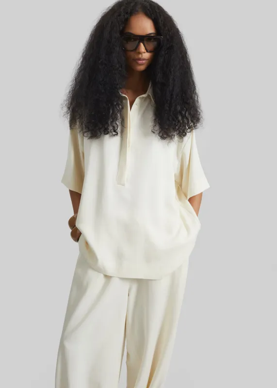 Eda Fluid Polo Shirt - Ivory made by Frankie Shop