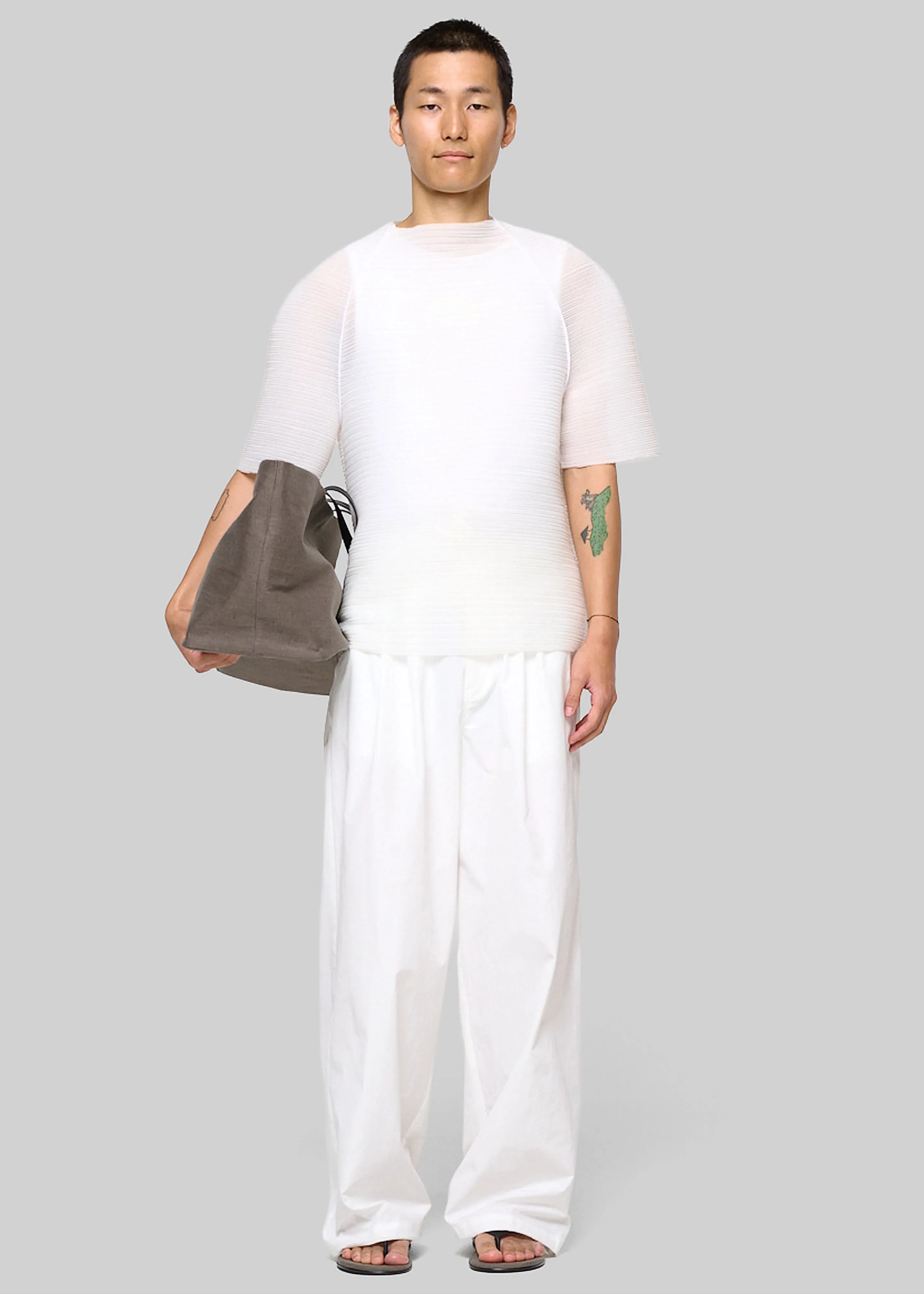 Amomento Men's Pleats Raglan Top - White sold by Frankie Shop