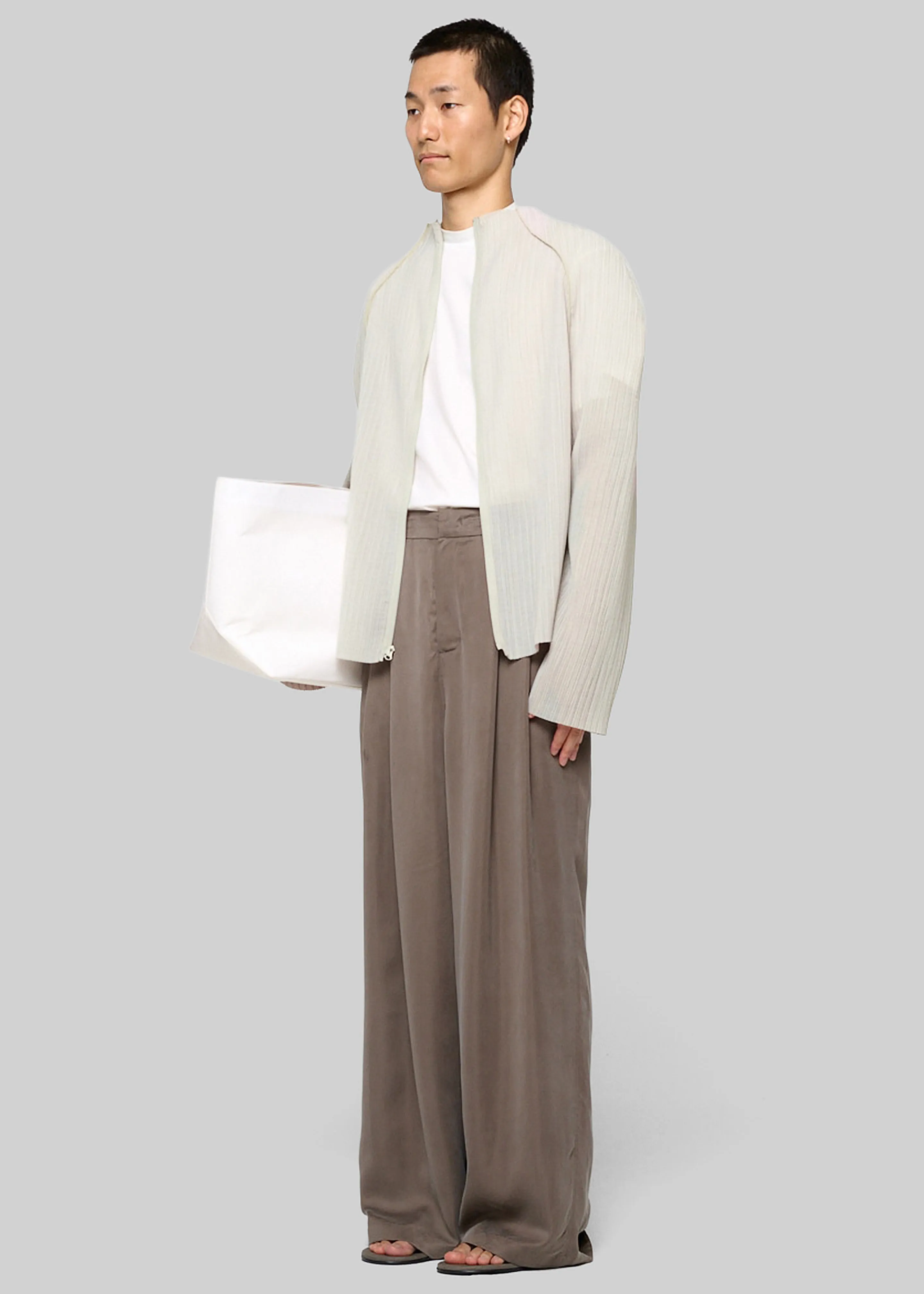 Amomento Pleats Zip Up Jumper - Beige sold by Frankie Shop product image thumbnail 2