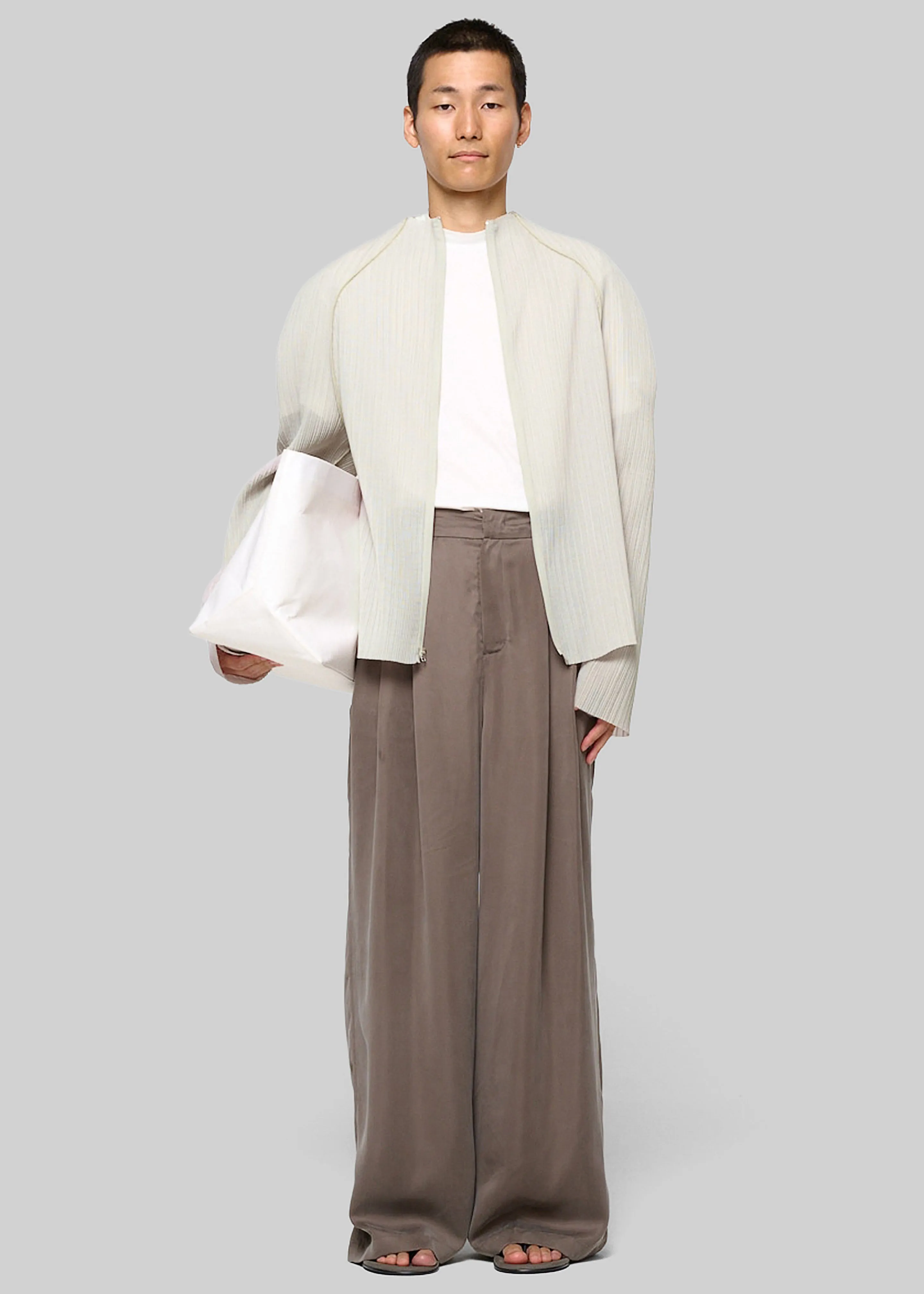 Amomento Pleats Zip Up Jumper - Beige sold by Frankie Shop product image thumbnail 3