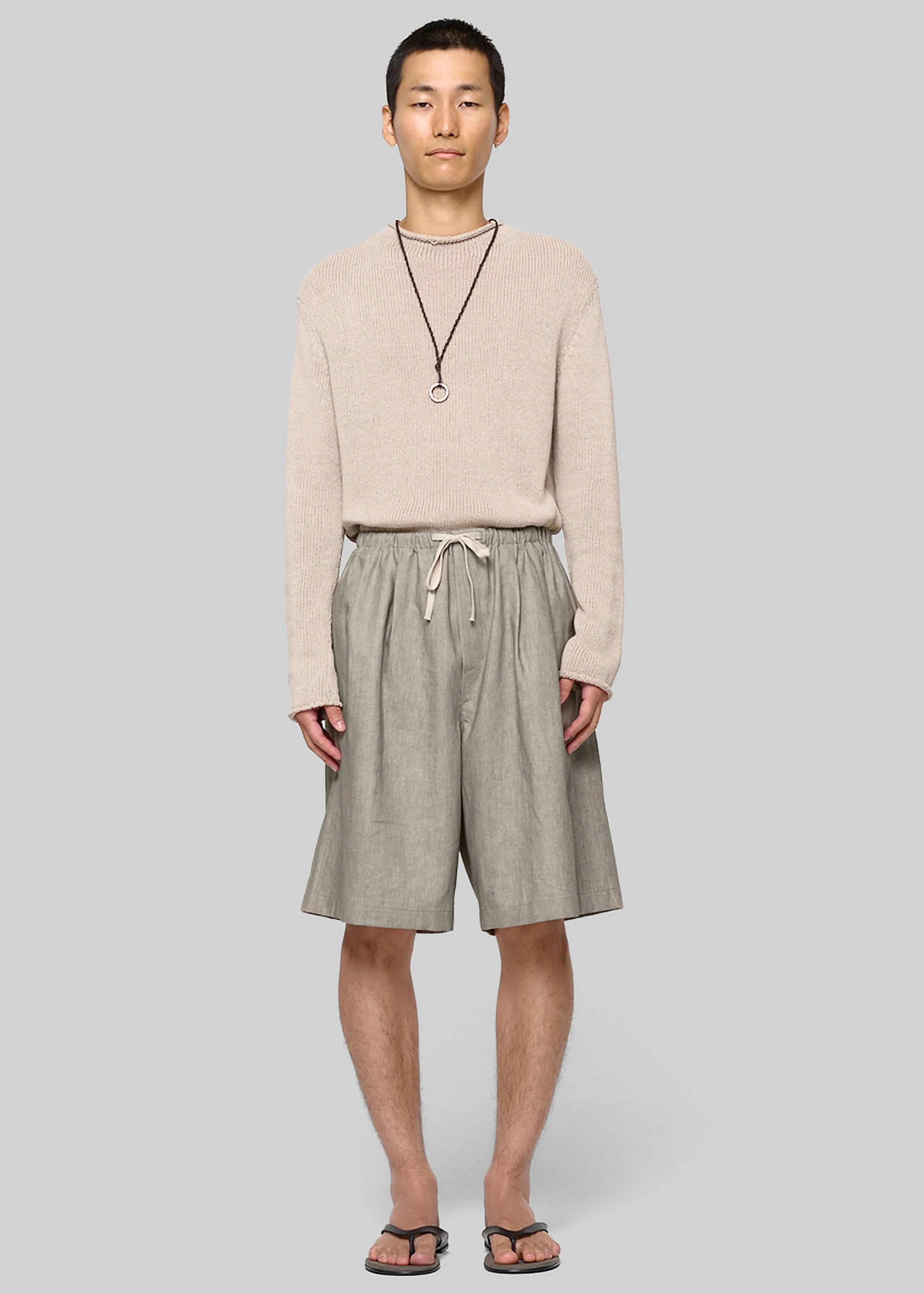 Amomento Linen Drawstring Shorts - Beige sold by Frankie Shop