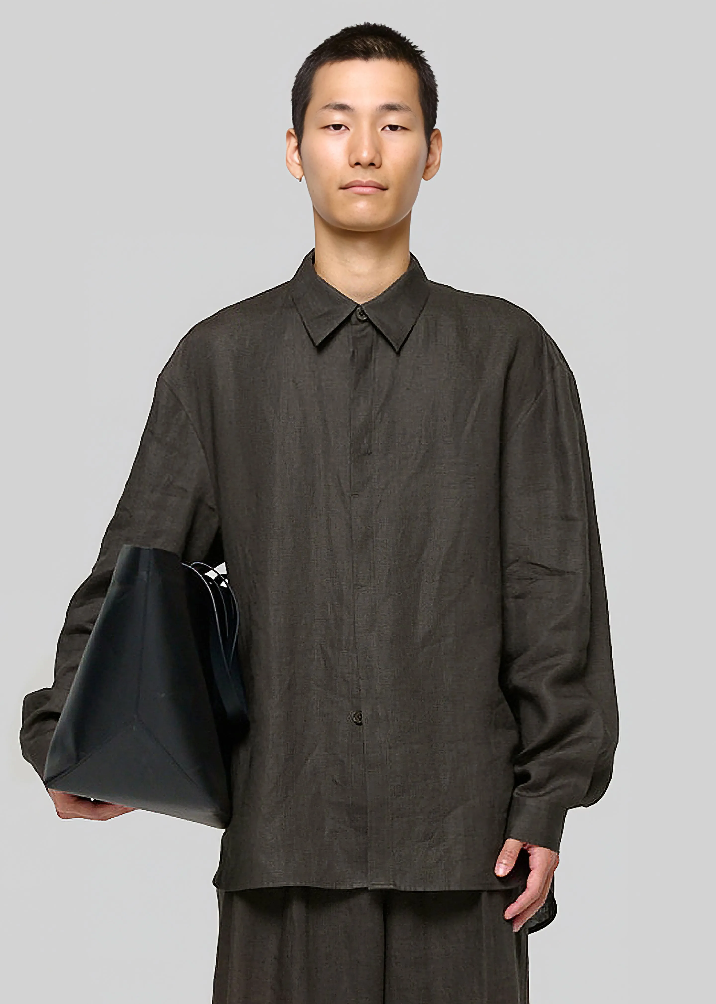 Amomento Linen Oversized Shirt - Khaki Grey sold by Frankie Shop product image thumbnail 2