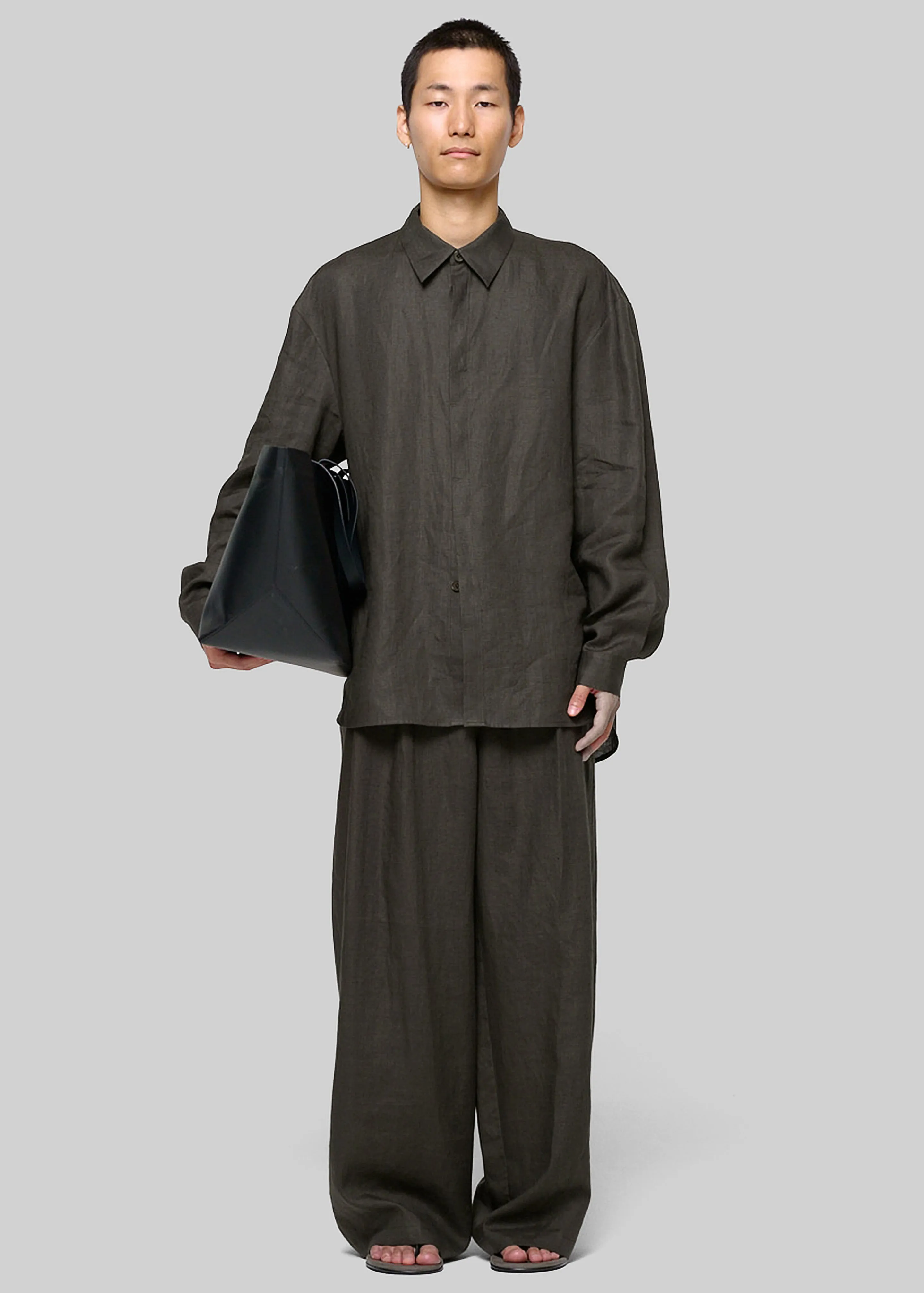 Amomento Linen Oversized Shirt - Khaki Grey sold by Frankie Shop product image thumbnail 3