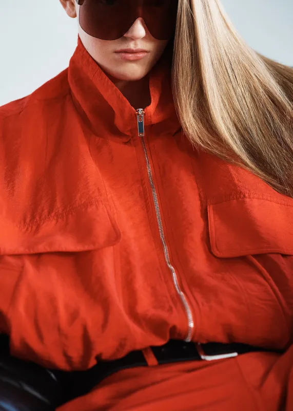 Drea Sheer Bomber Jacket - Red made by Frankie Shop