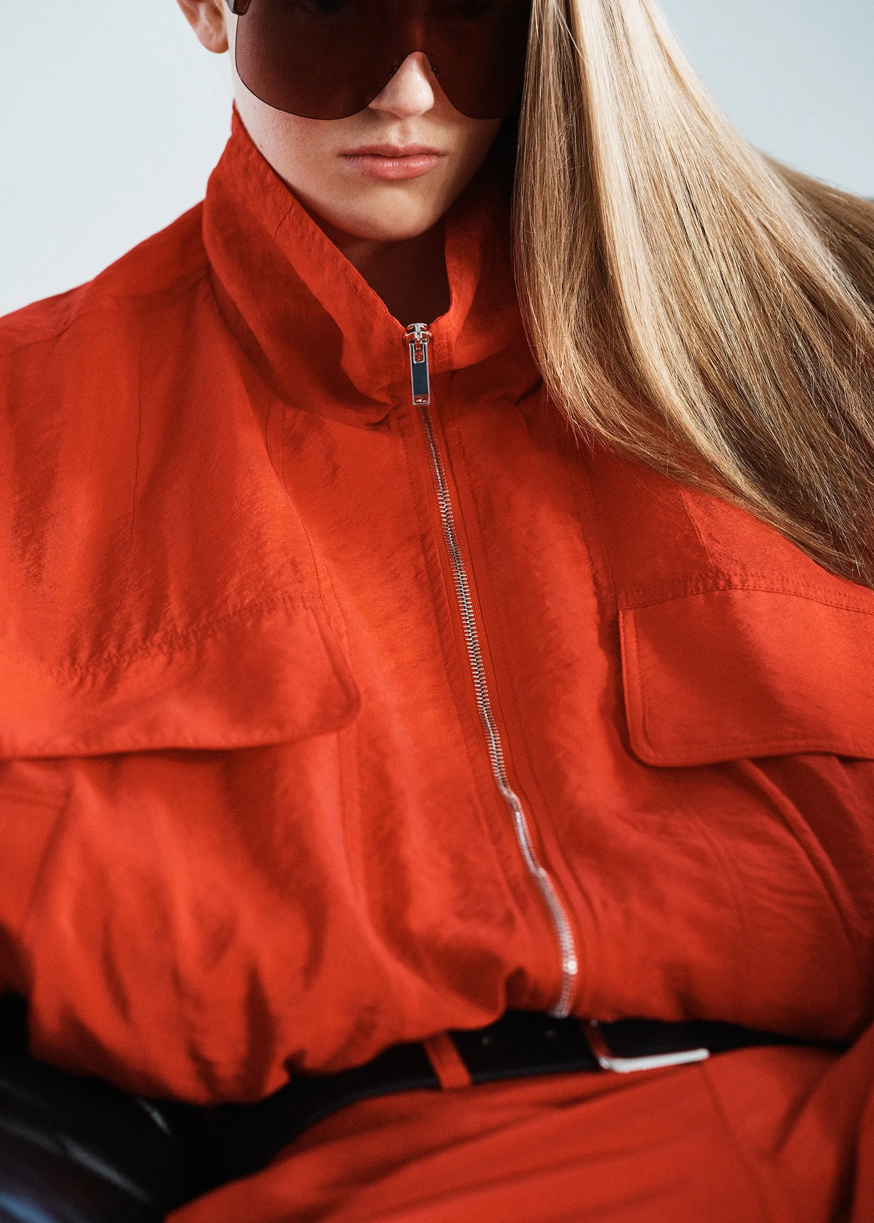 Drea Sheer Bomber Jacket - Red sold by Frankie Shop