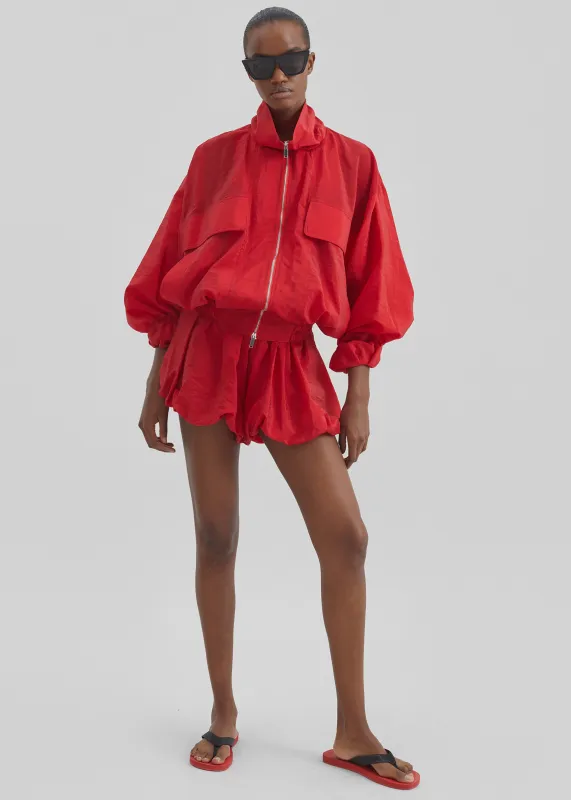 Alina Bubble Hem Shorts - Red made by Frankie Shop