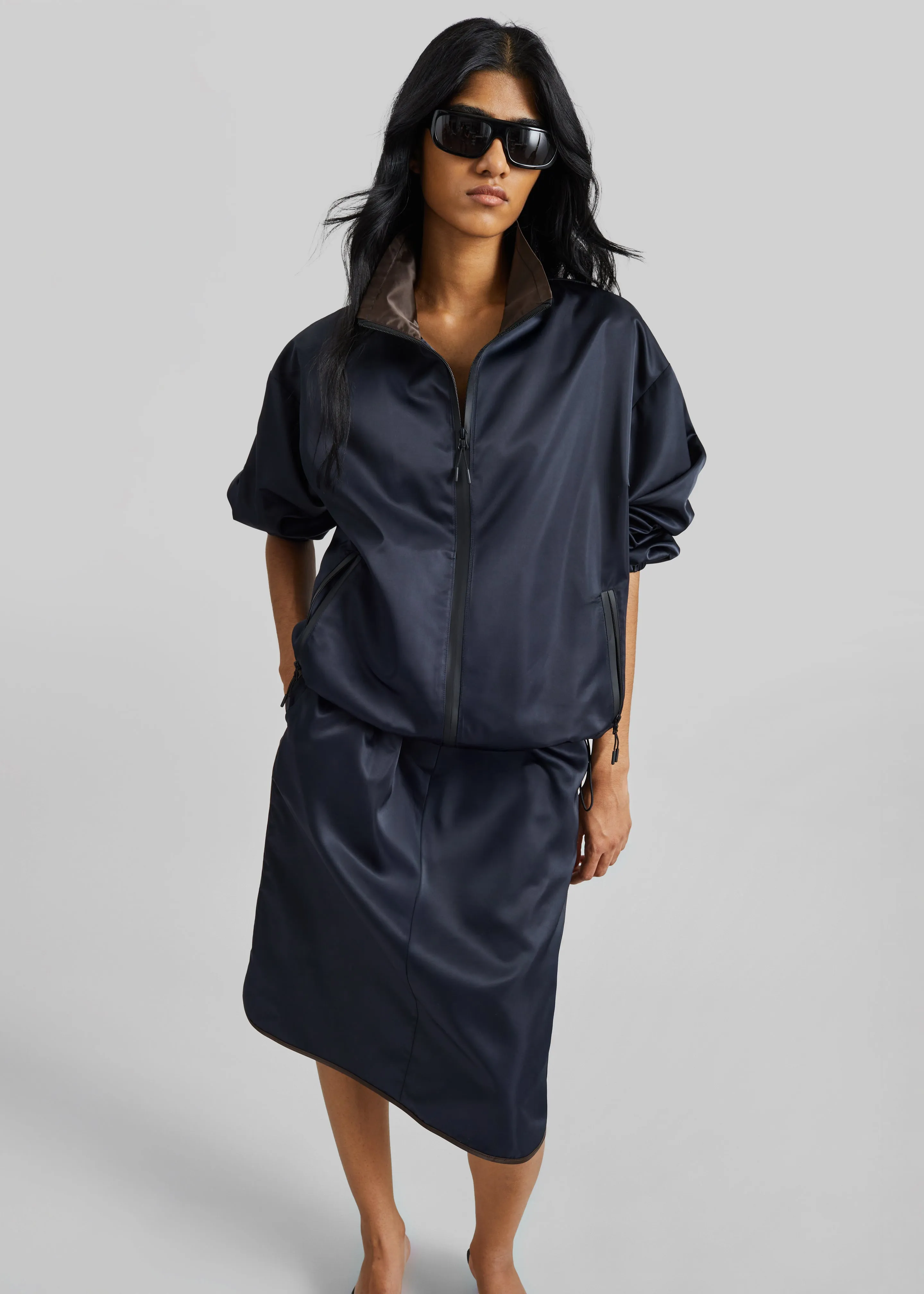 Munich Contrast Piping Midi Skirt - Navy sold by Frankie Shop product image thumbnail 5