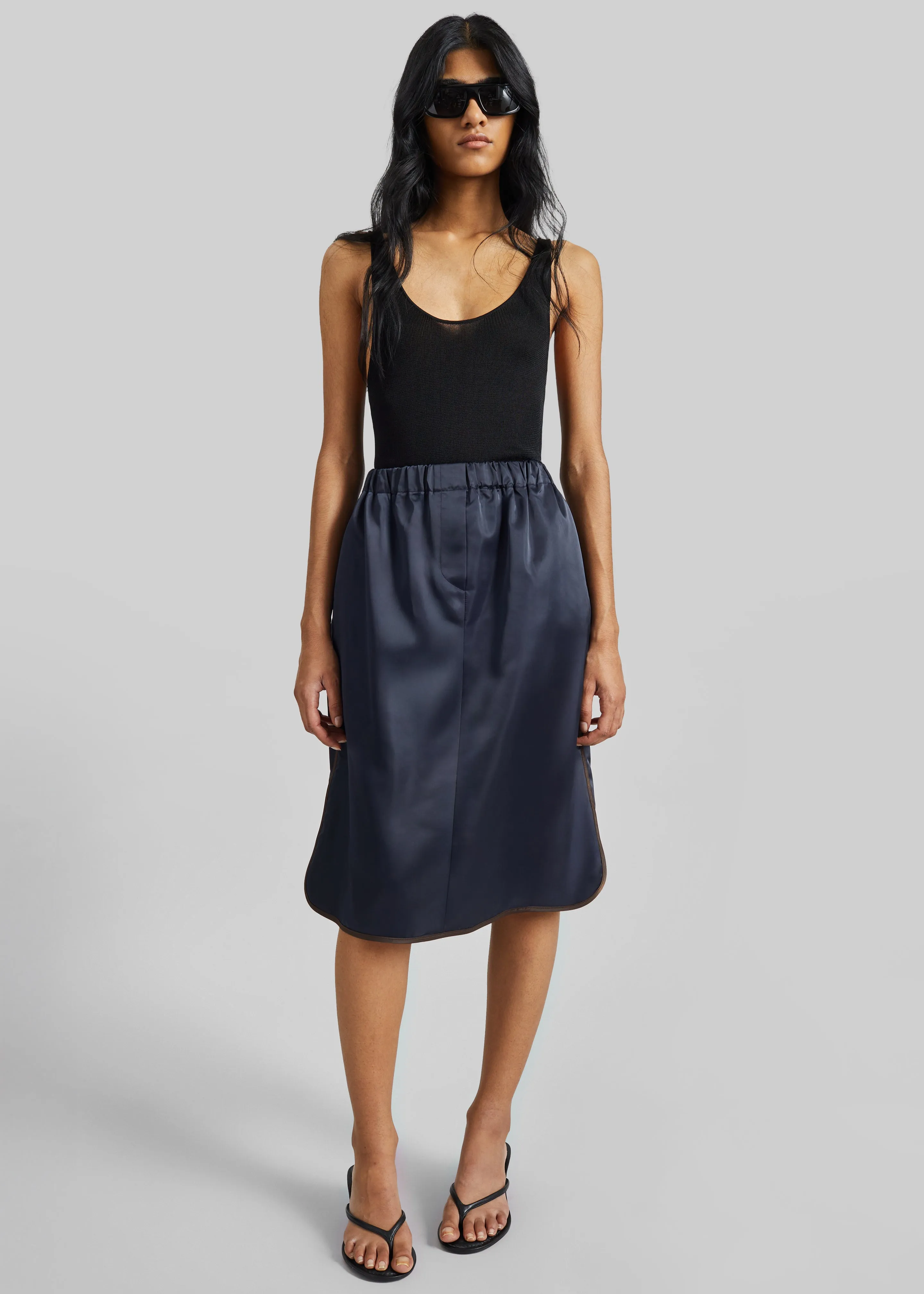 Munich Contrast Piping Midi Skirt - Navy sold by Frankie Shop product image thumbnail 3