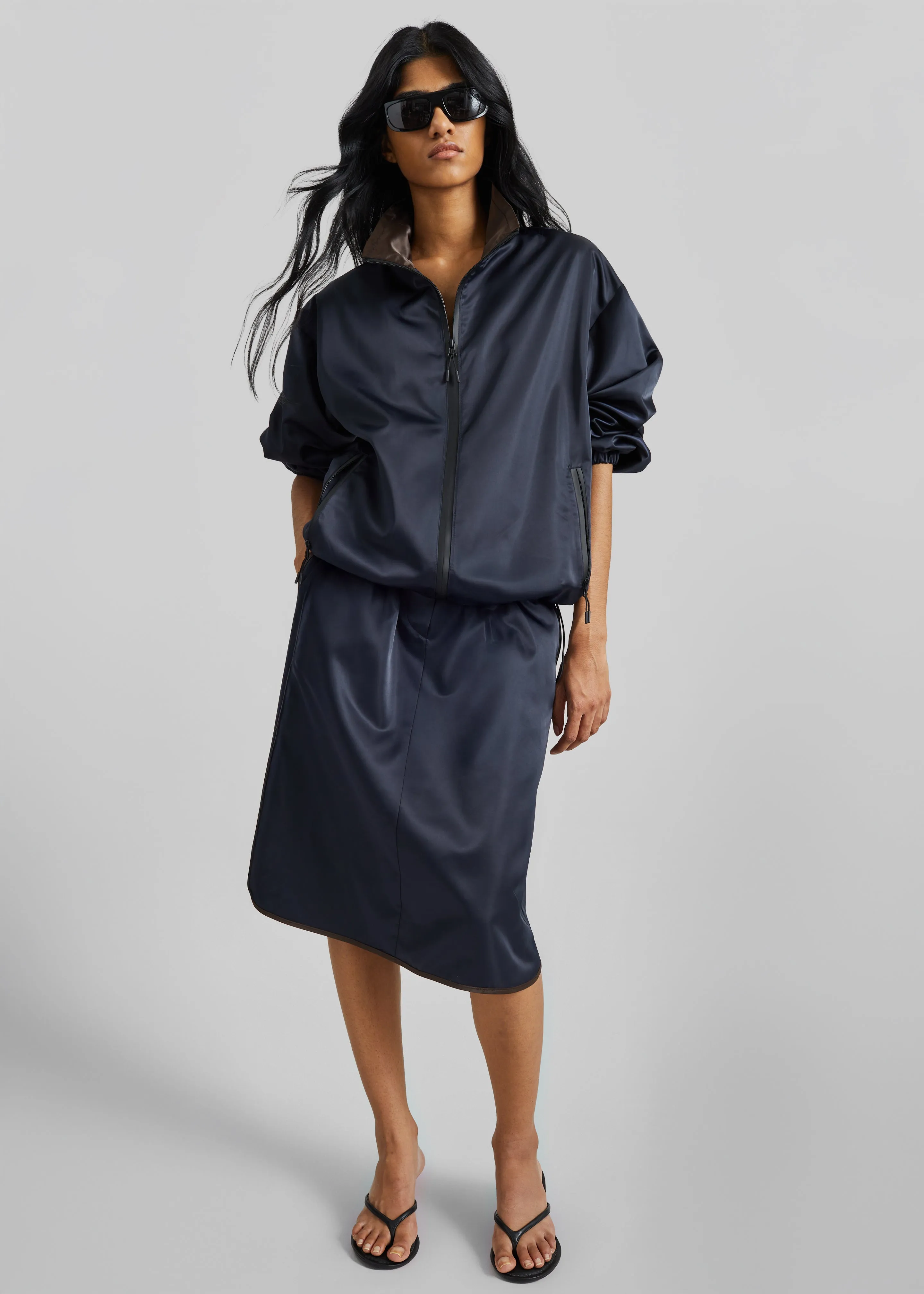 Munich Contrast Piping Midi Skirt - Navy sold by Frankie Shop product image thumbnail 4