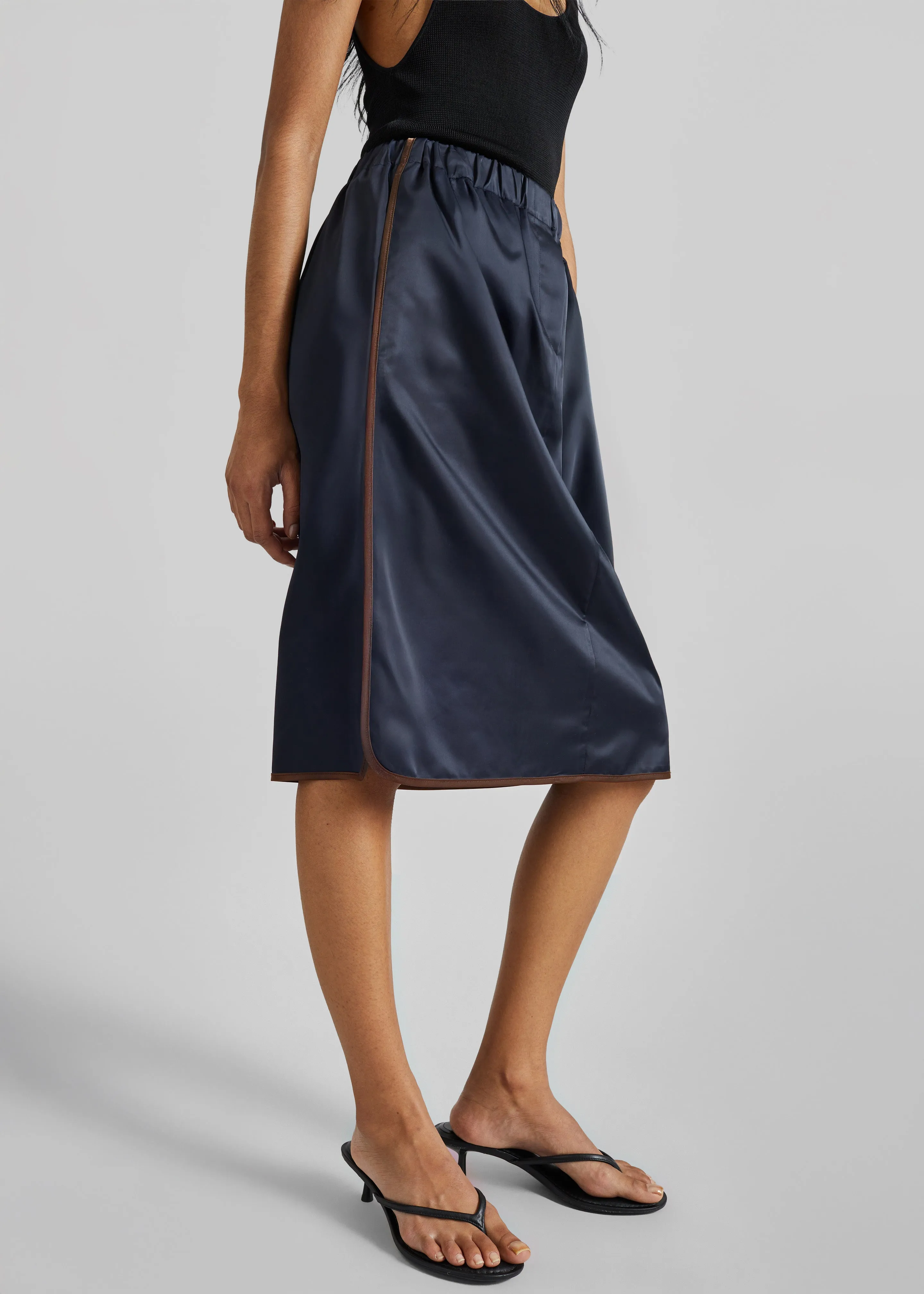 Munich Contrast Piping Midi Skirt - Navy sold by Frankie Shop product image thumbnail 2