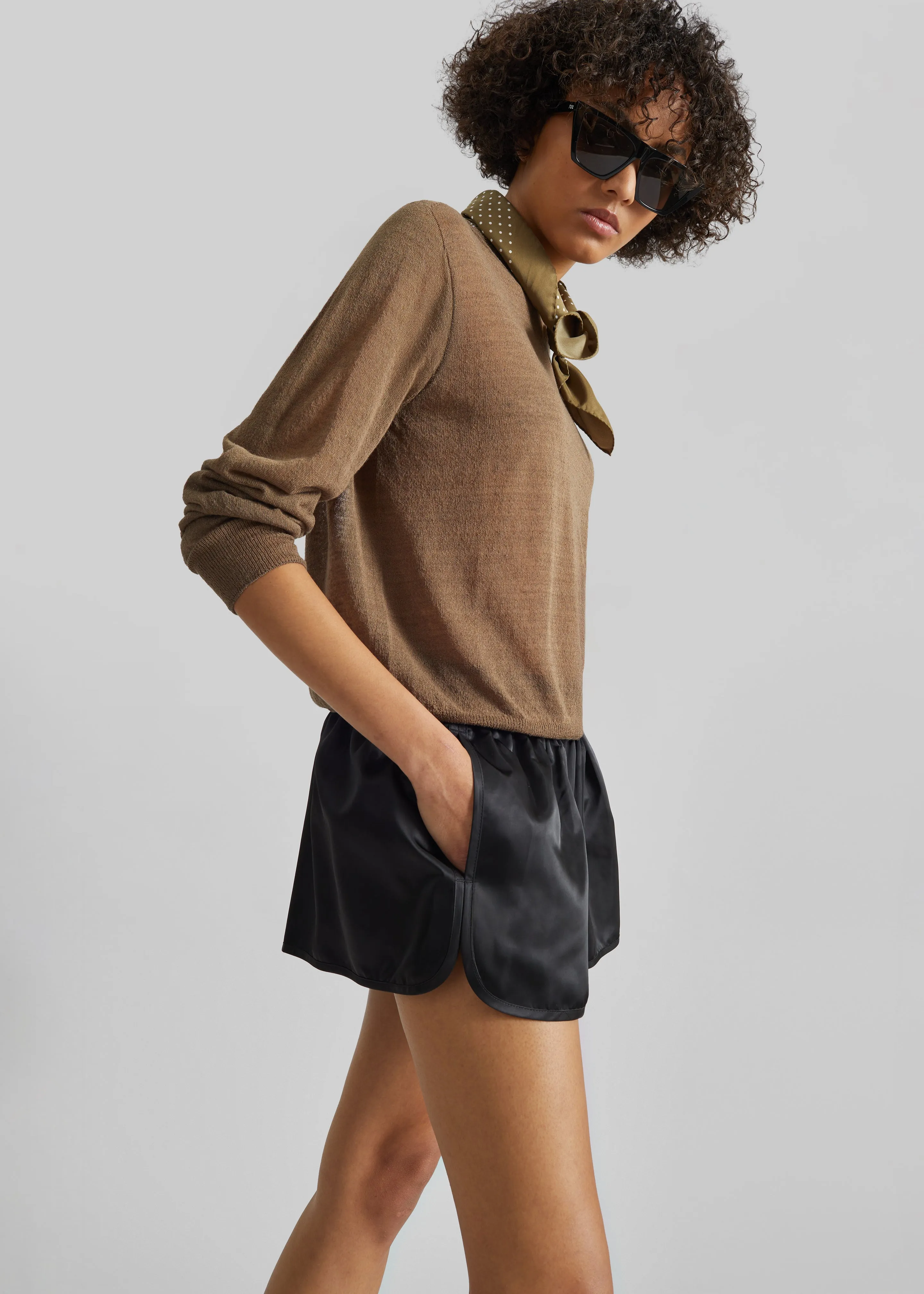 Zafra Satin Mini Shorts - Black sold by Frankie Shop product image thumbnail 4