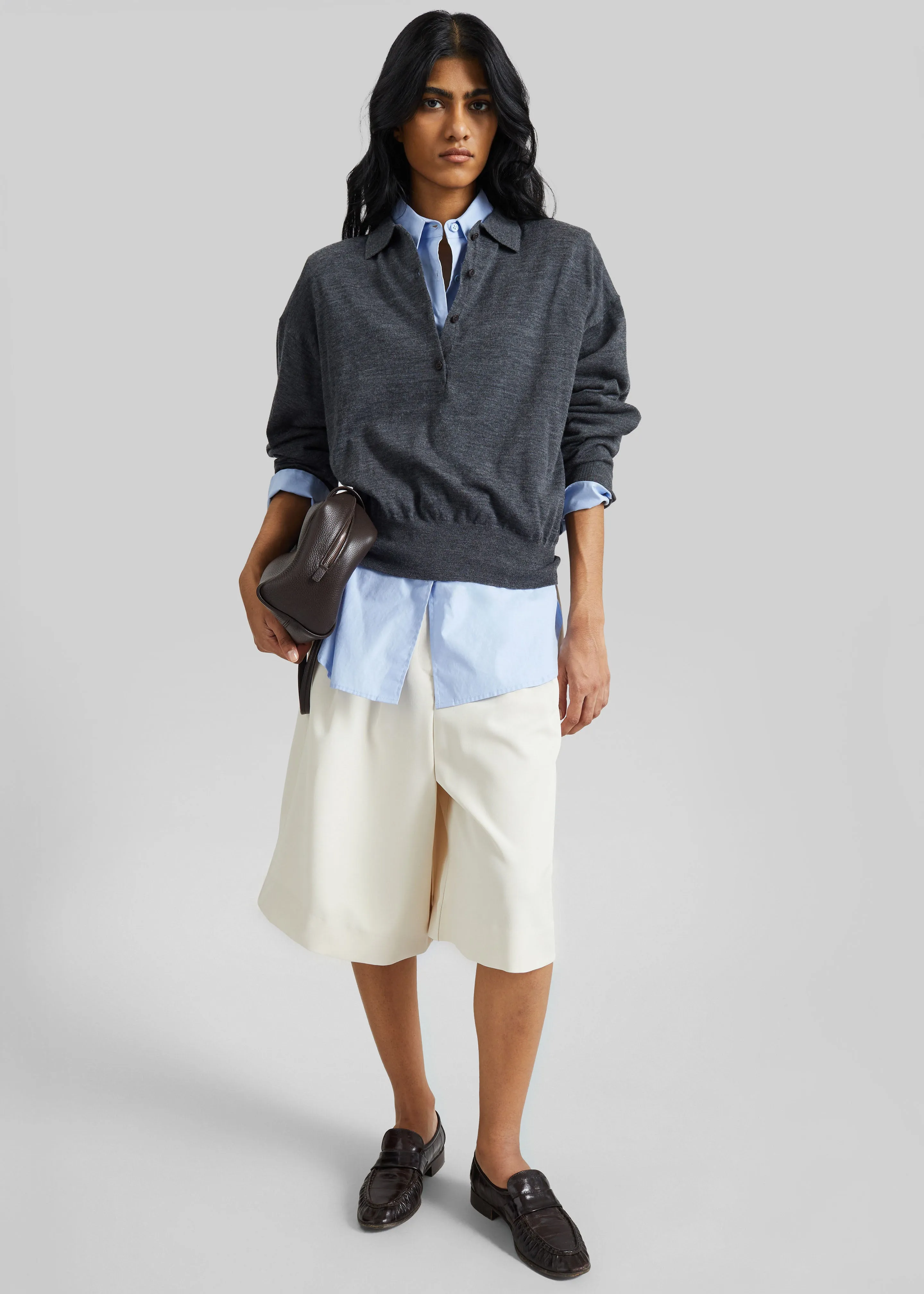 Martel Pleated Bermuda Shorts - Cream sold by Frankie Shop