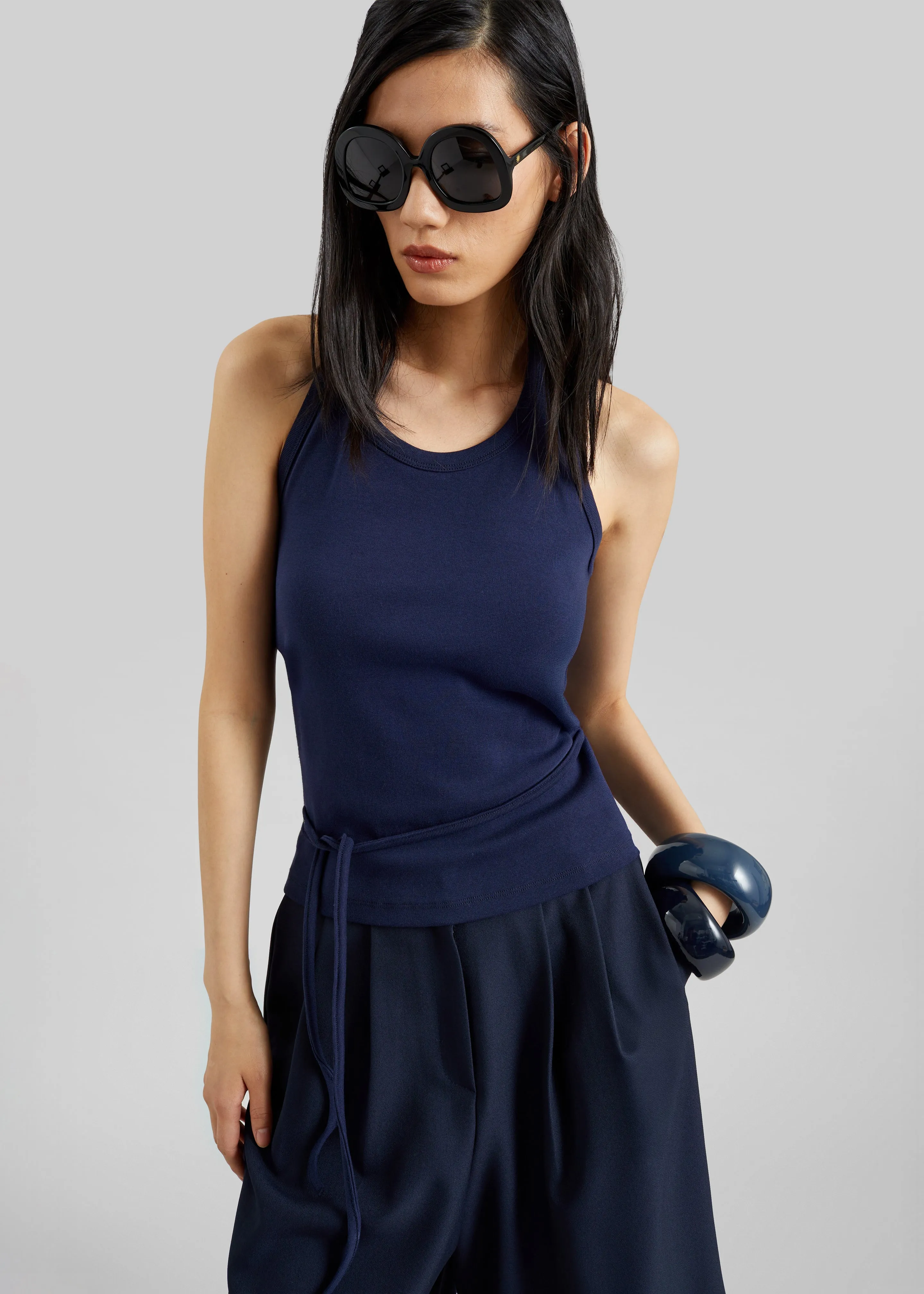 Denia Halter Tie Top - Navy sold by Frankie Shop