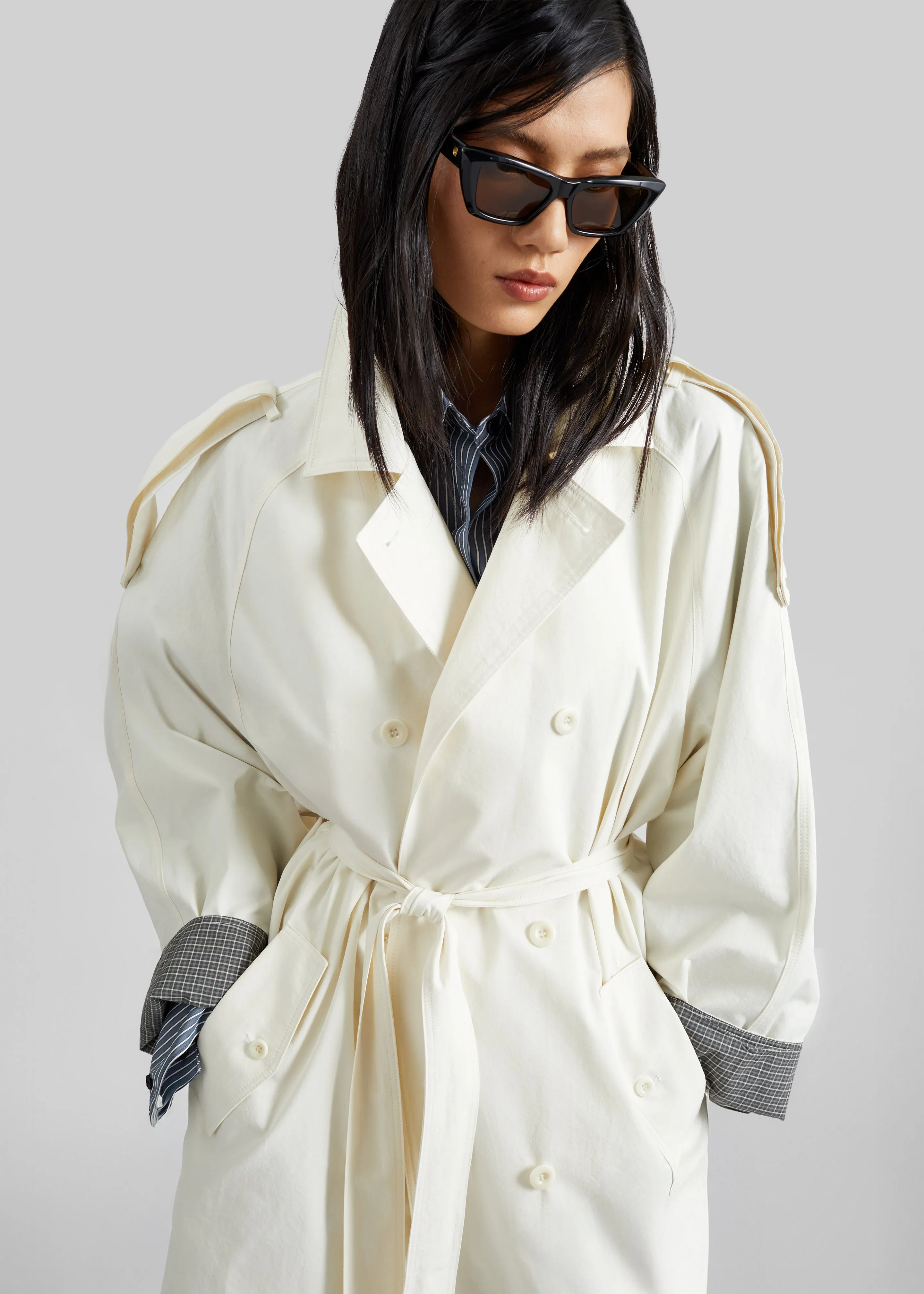 Brion Contrast Cuff Trench Coat - Cream sold by Frankie Shop product image thumbnail 2