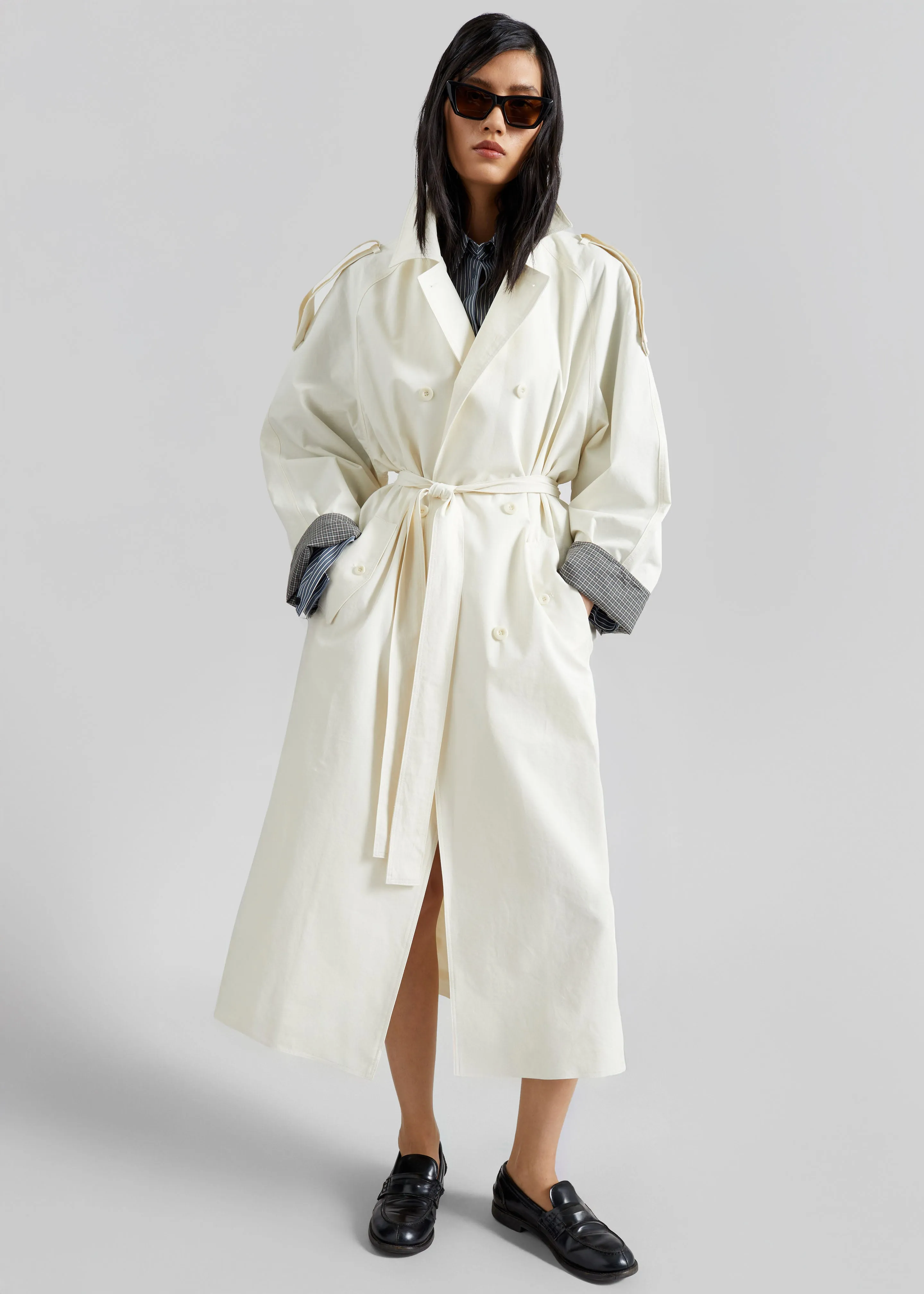 Brion Contrast Cuff Trench Coat - Cream sold by Frankie Shop product image thumbnail 3