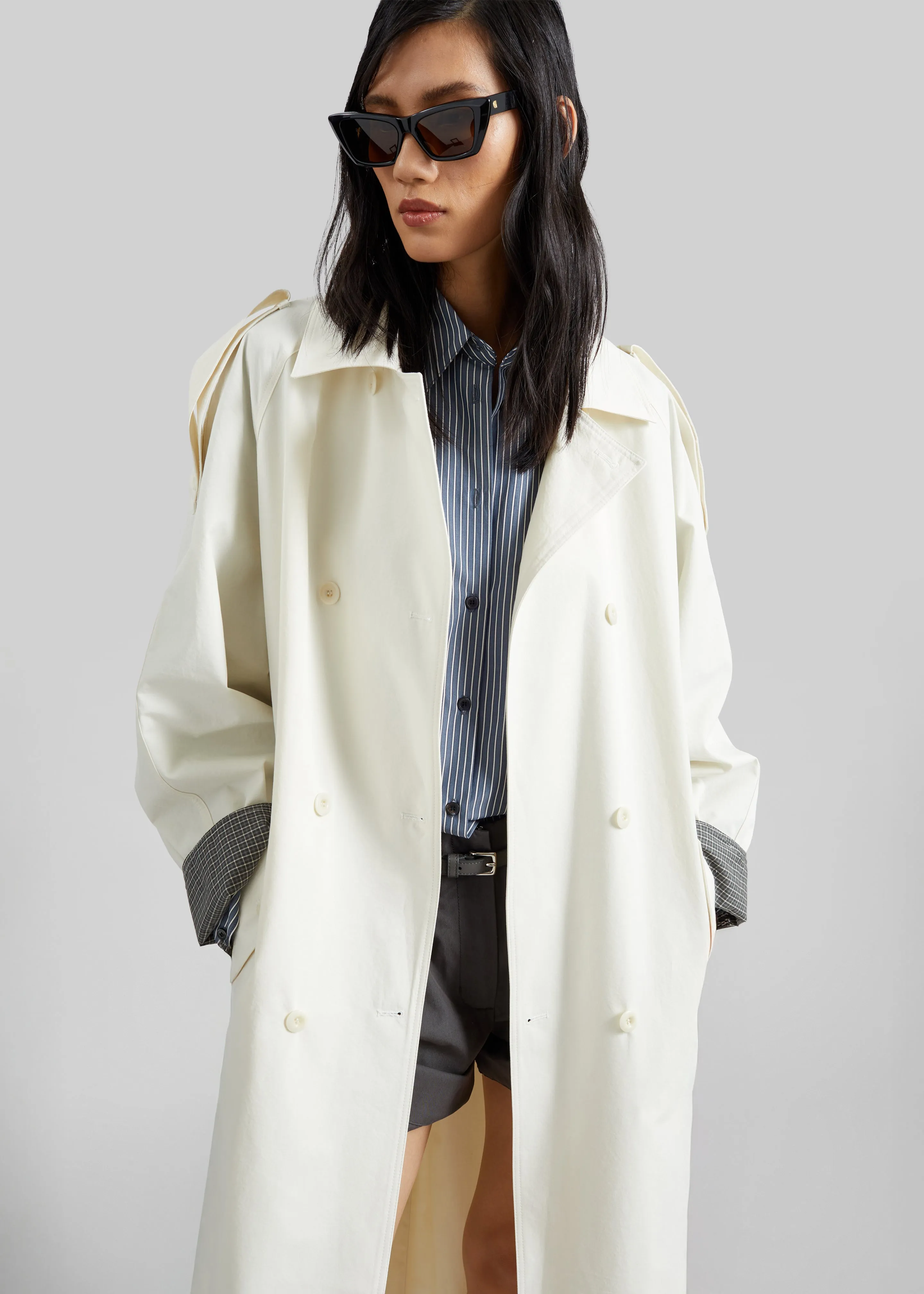 Brion Contrast Cuff Trench Coat - Cream sold by Frankie Shop product image thumbnail 4